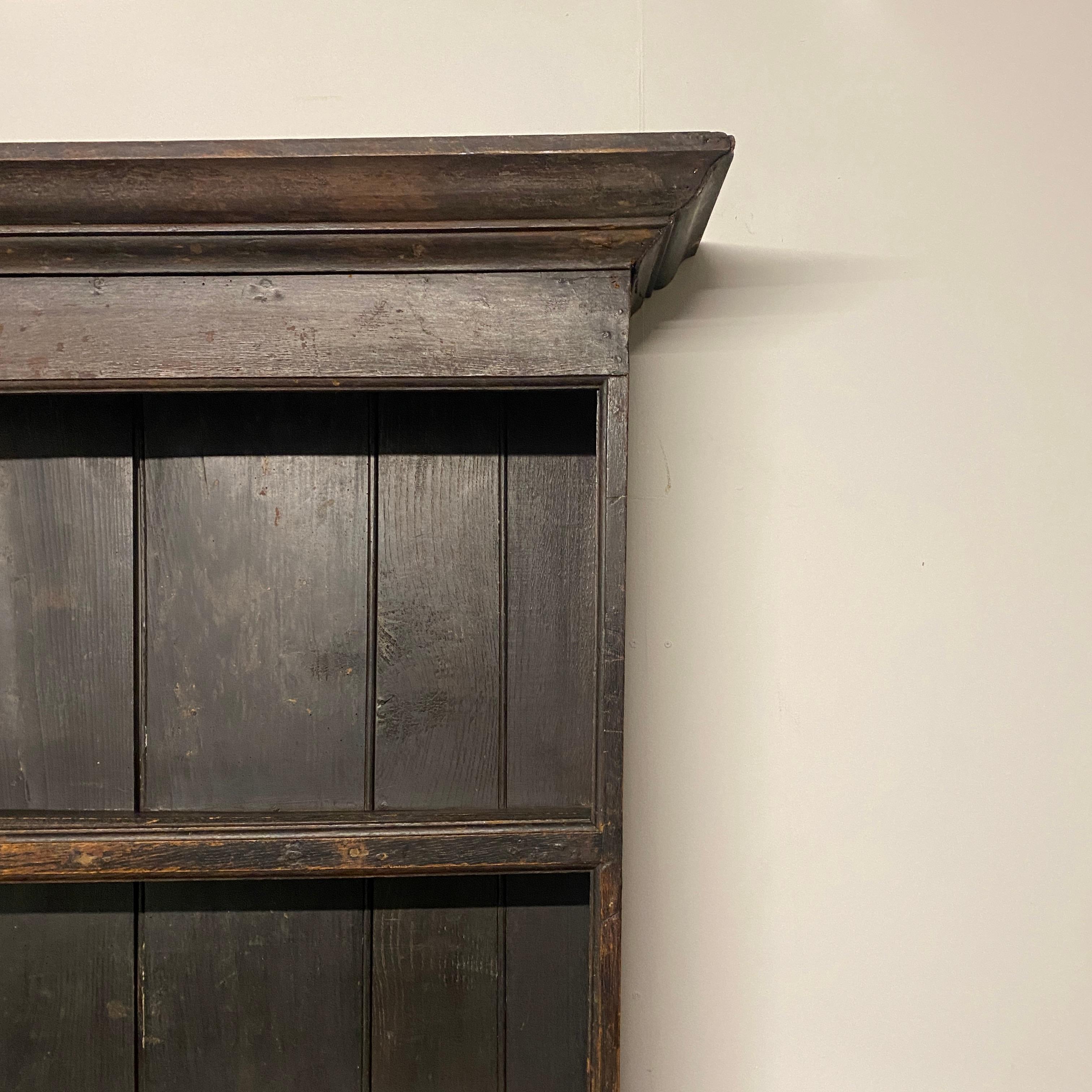 Dark Oak Wood Dresser Base and Display shelves  Antique Pot Stand Dresser For Sale 8