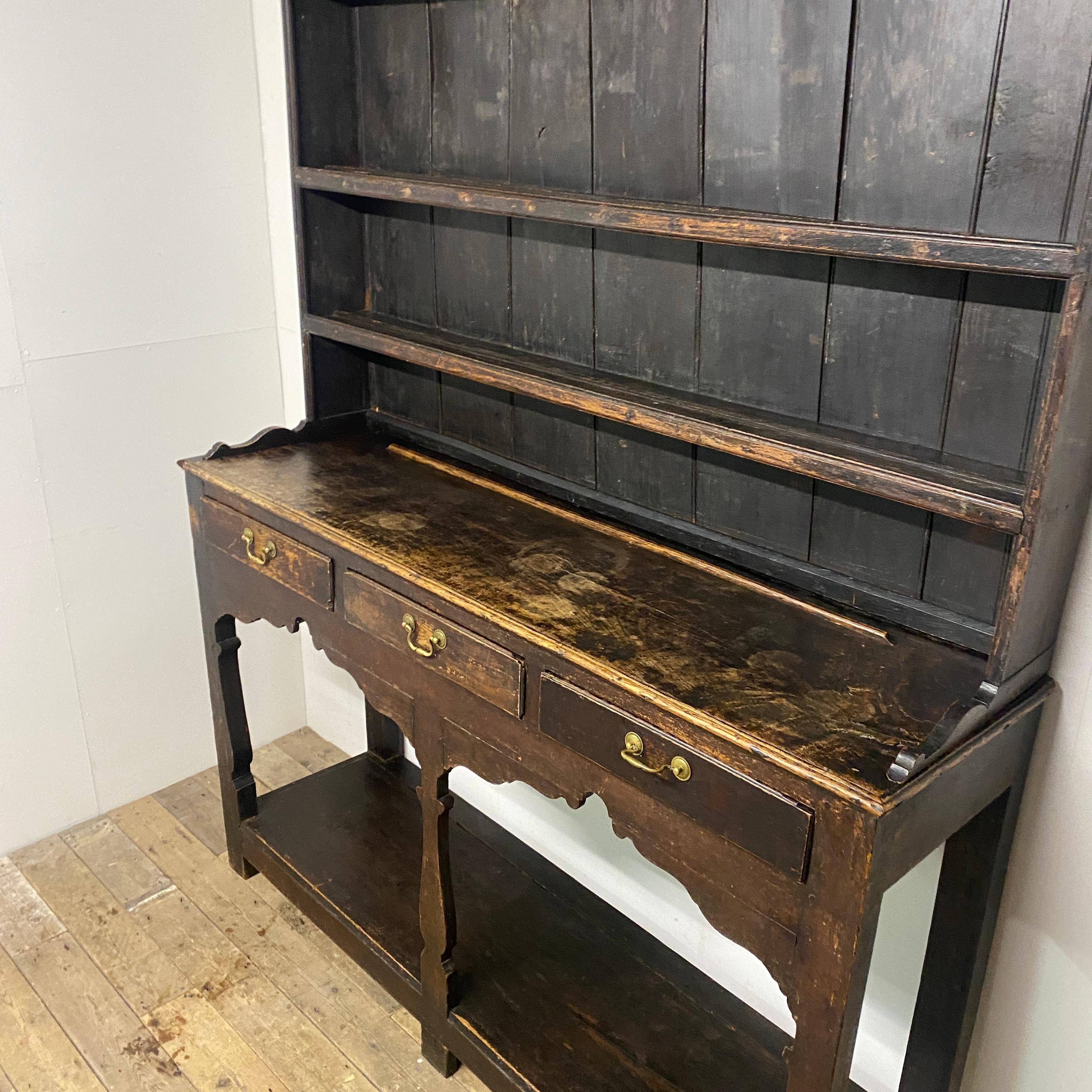 Dark Oak Wood Dresser Base and Display shelves  Antique Pot Stand Dresser 9