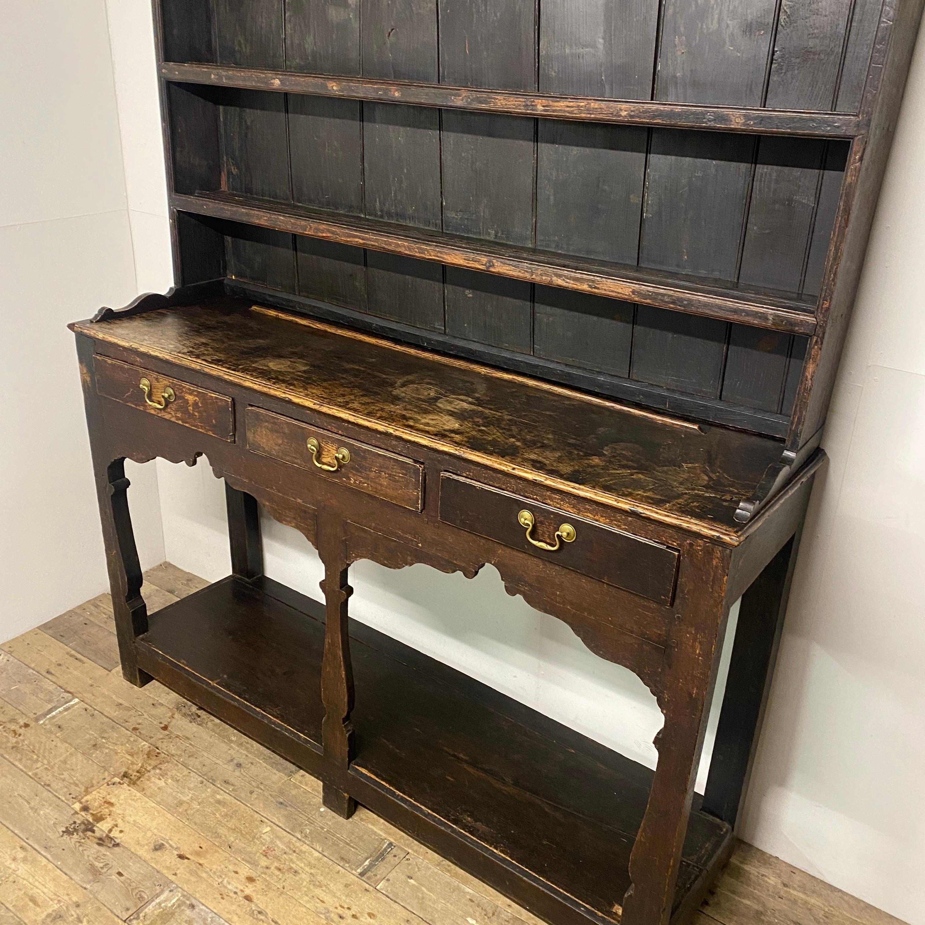 Dark Oak Wood Dresser Base and Display shelves  Antique Pot Stand Dresser For Sale 11