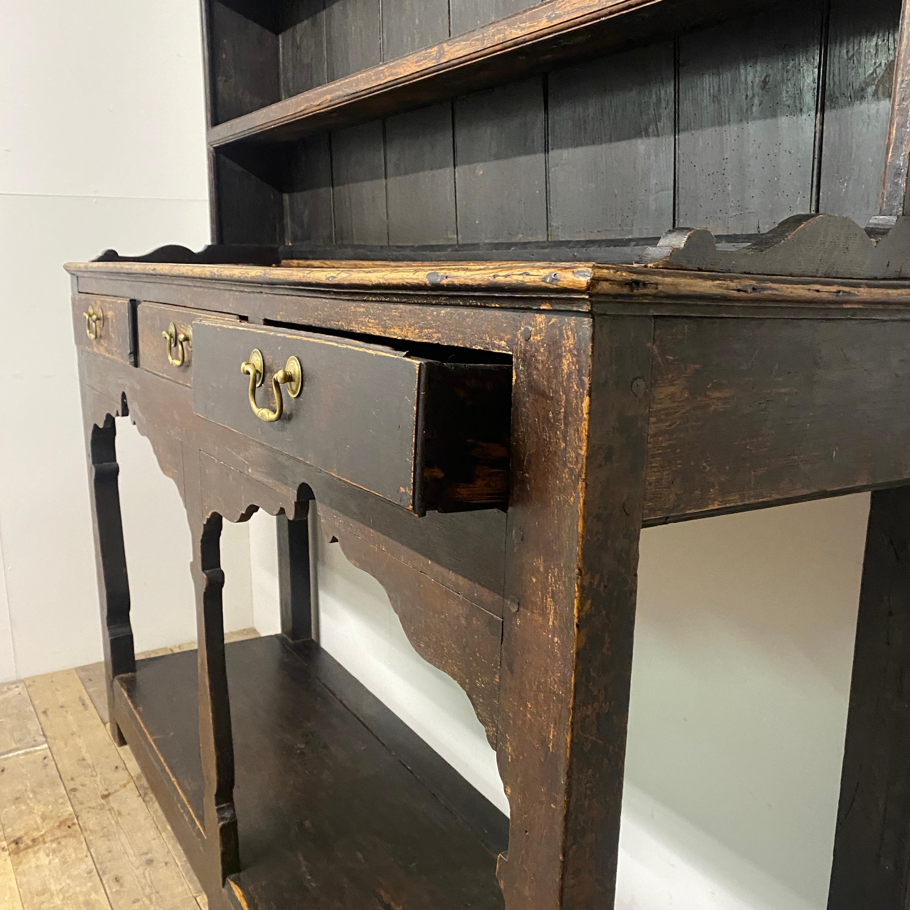 Dark Oak Wood Dresser Base and Display shelves  Antique Pot Stand Dresser For Sale 1