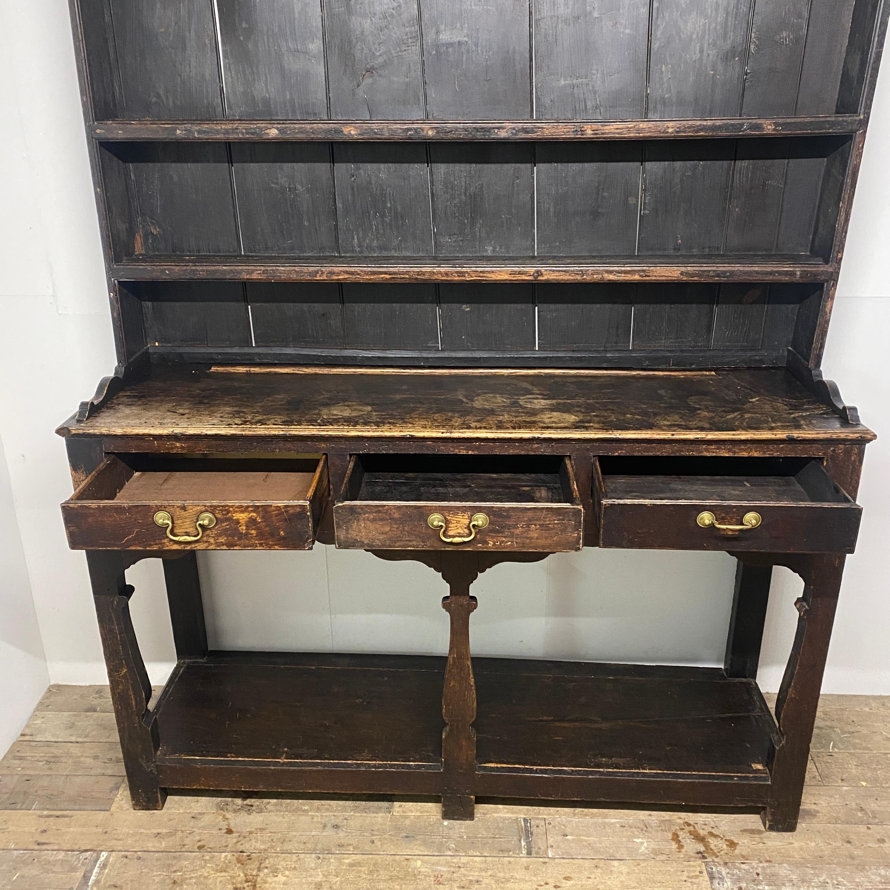 Dark Oak Wood Dresser Base and Display shelves  Antique Pot Stand Dresser For Sale 3