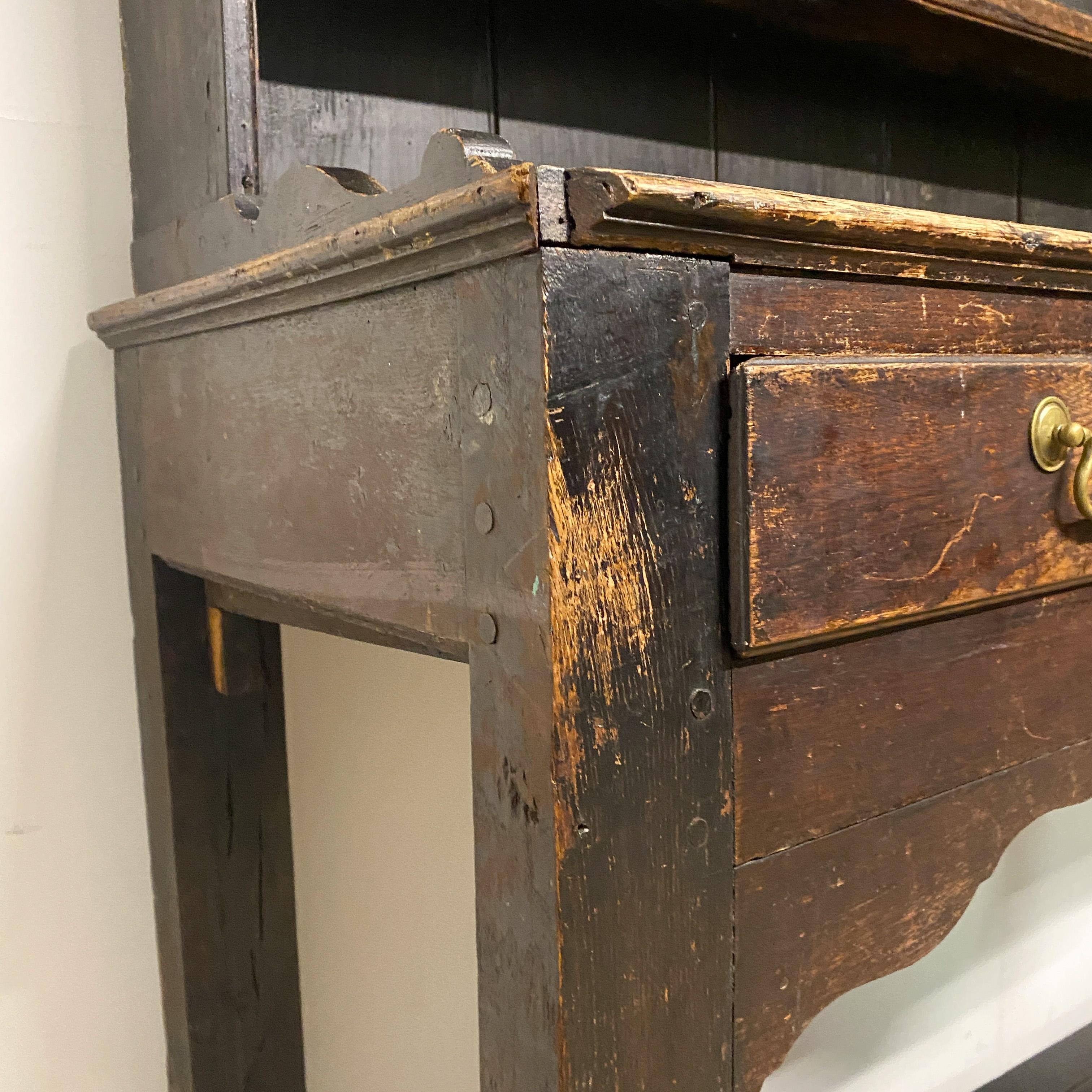 Dark Oak Wood Dresser Base and Display shelves  Antique Pot Stand Dresser For Sale 4