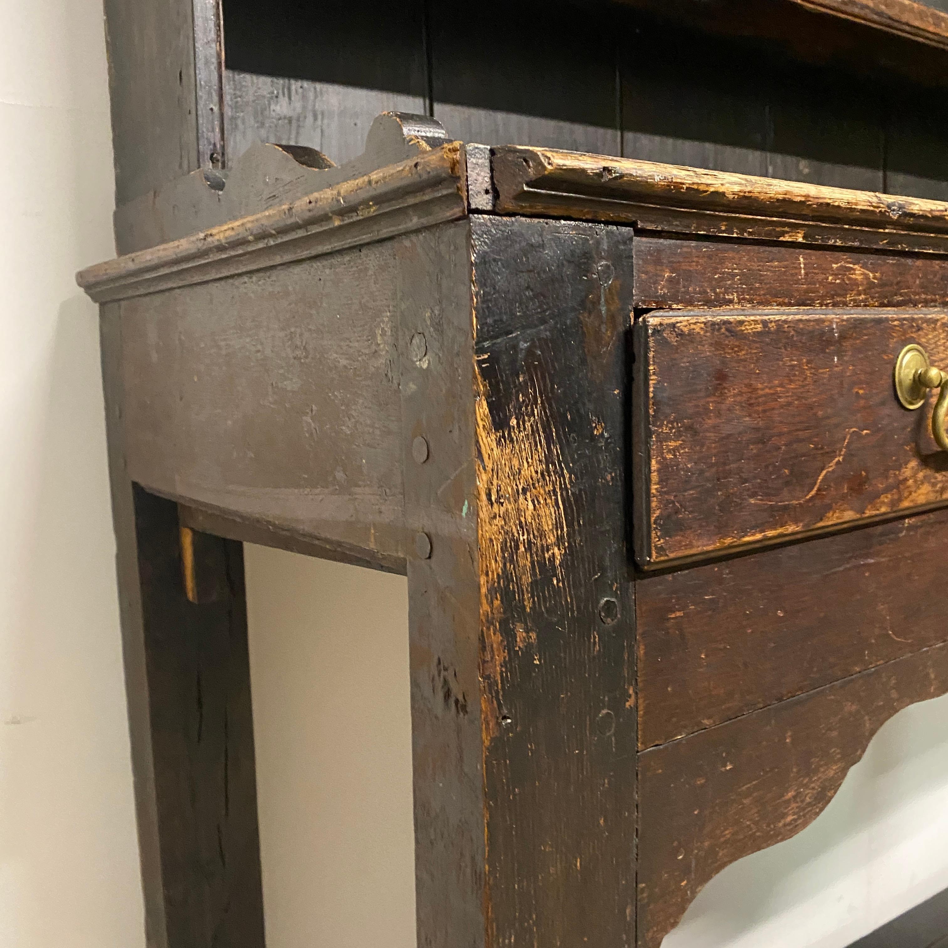 Dark Oak Wood Dresser Base and Display shelves  Antique Pot Stand Dresser For Sale 5
