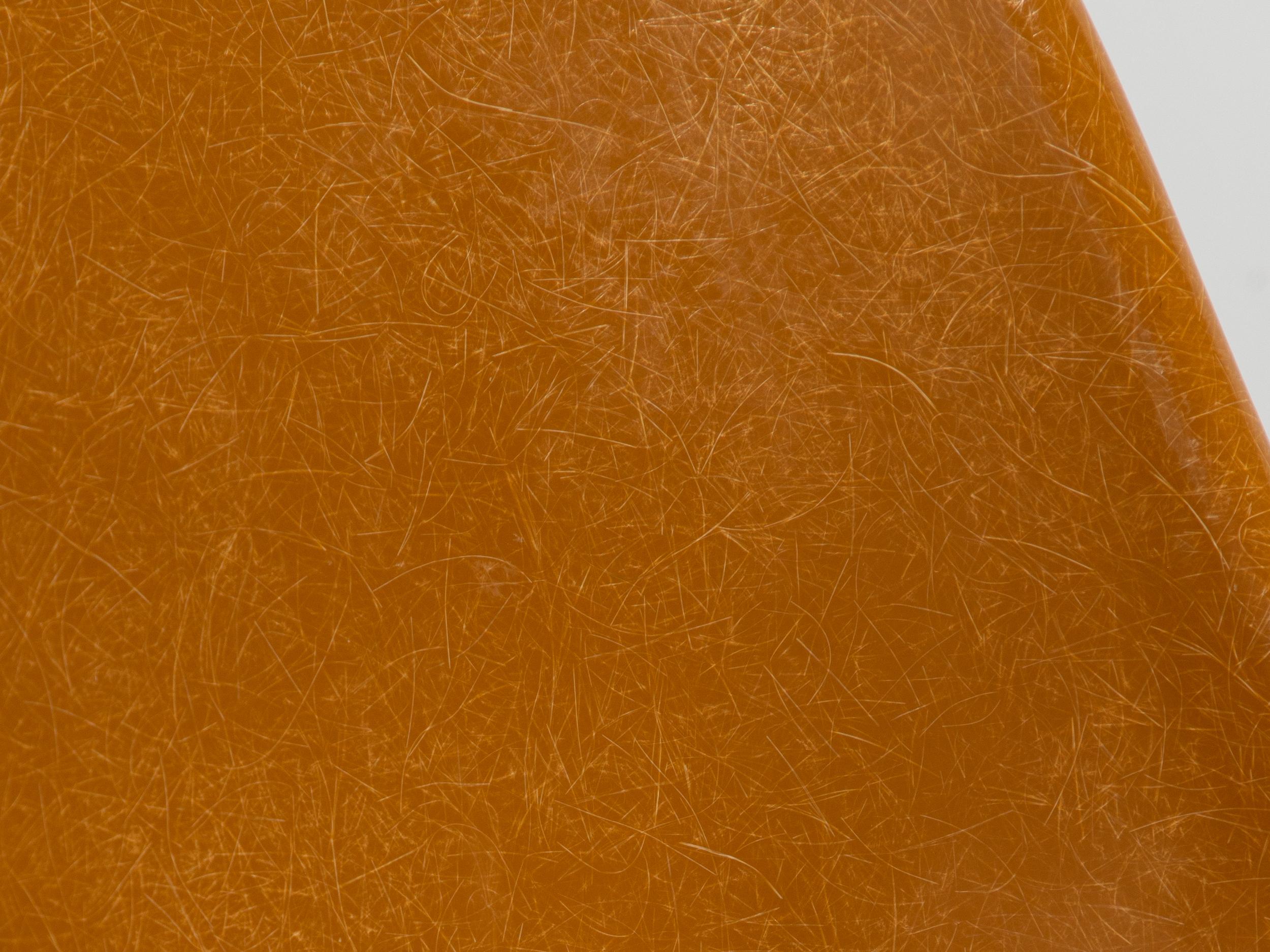 Dark Ochre Yellow Mustard Eames Herman Miller Vintage Fiberglass Shell Chairs For Sale 3