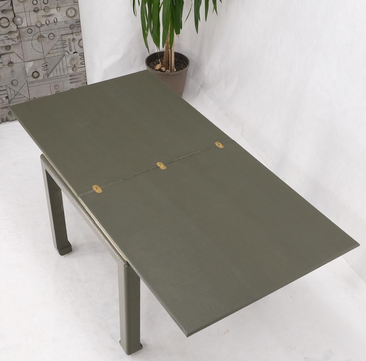 Dark Olive Grass Cloth Textured Flip Top Game Convertible to Dining Table For Sale 1