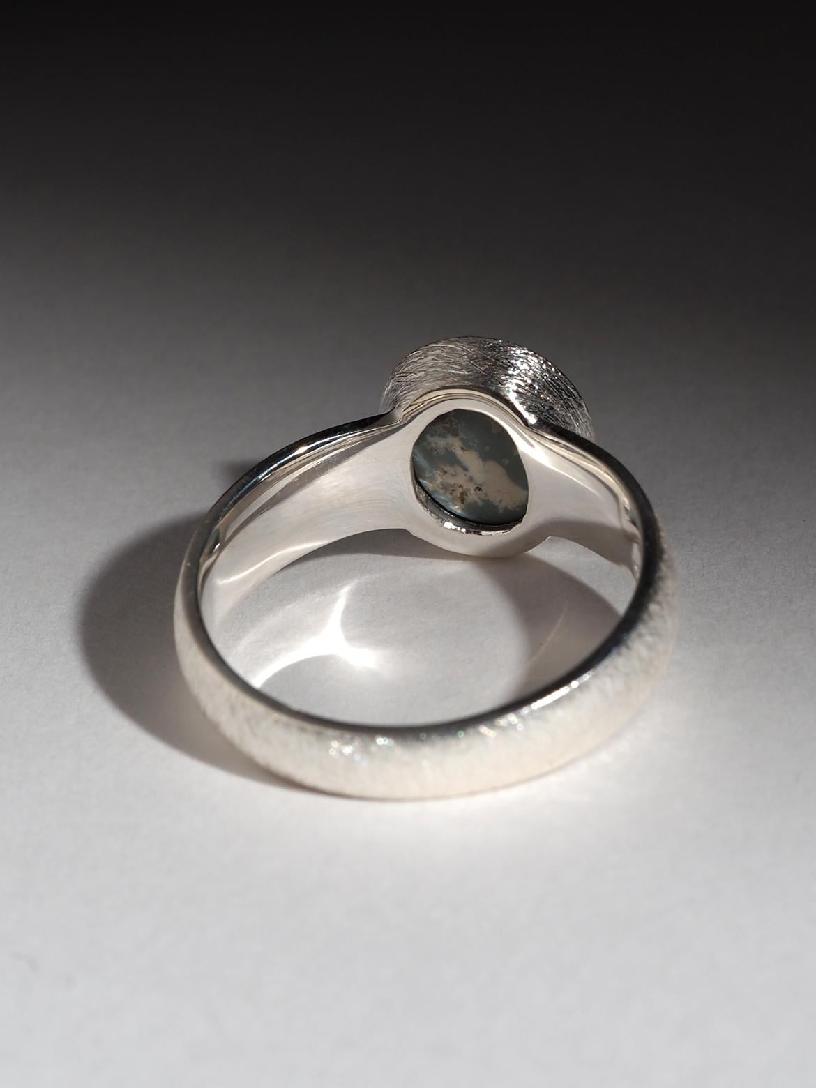 Dark Opal Silver Ring 1.7 carat certificate gift mens jewelry For Sale 3