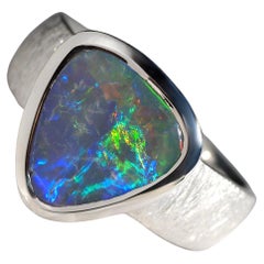 Dark Opal Silver Ring Vivid Australian Opal gift Christmas 2 ct anniversary opal