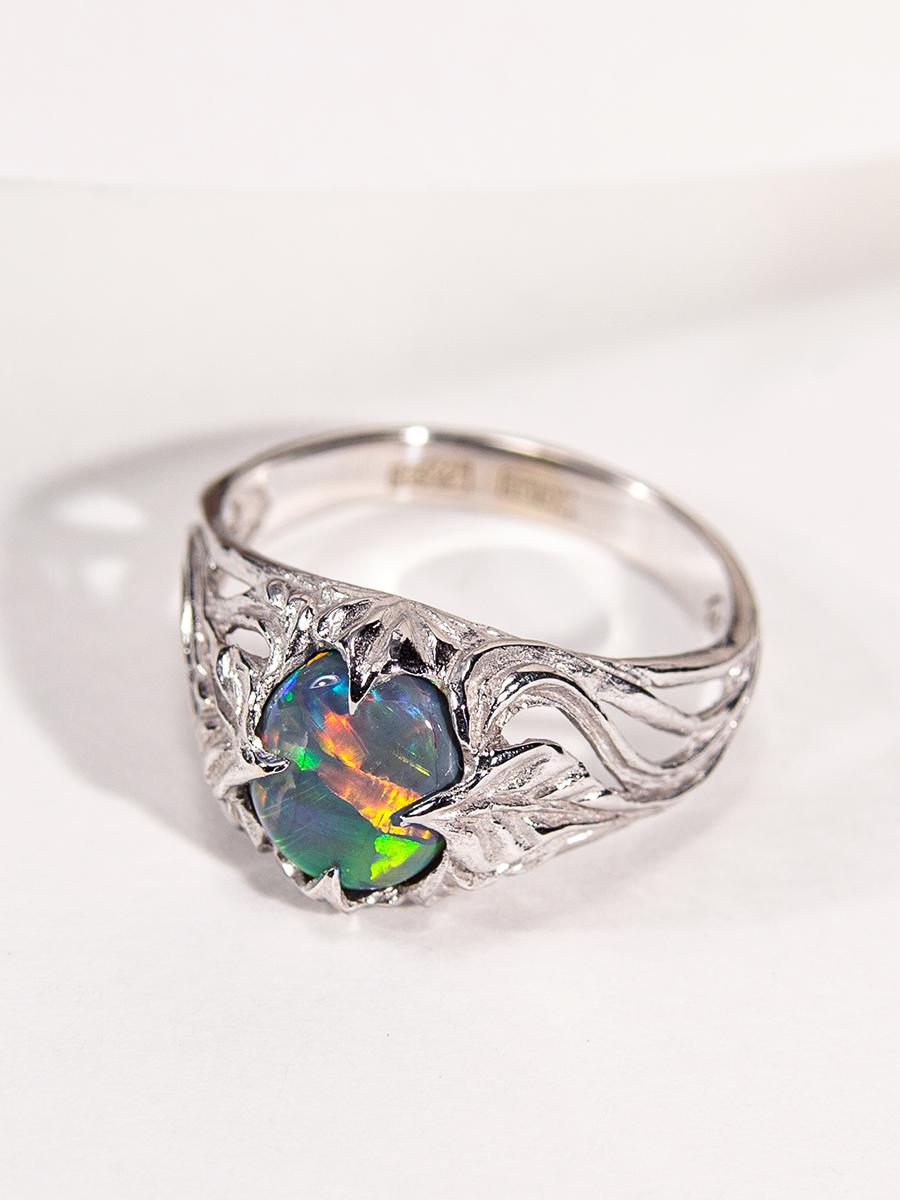 Dark Opal White Gold Engagement Ring Australian Opal For Sale 1