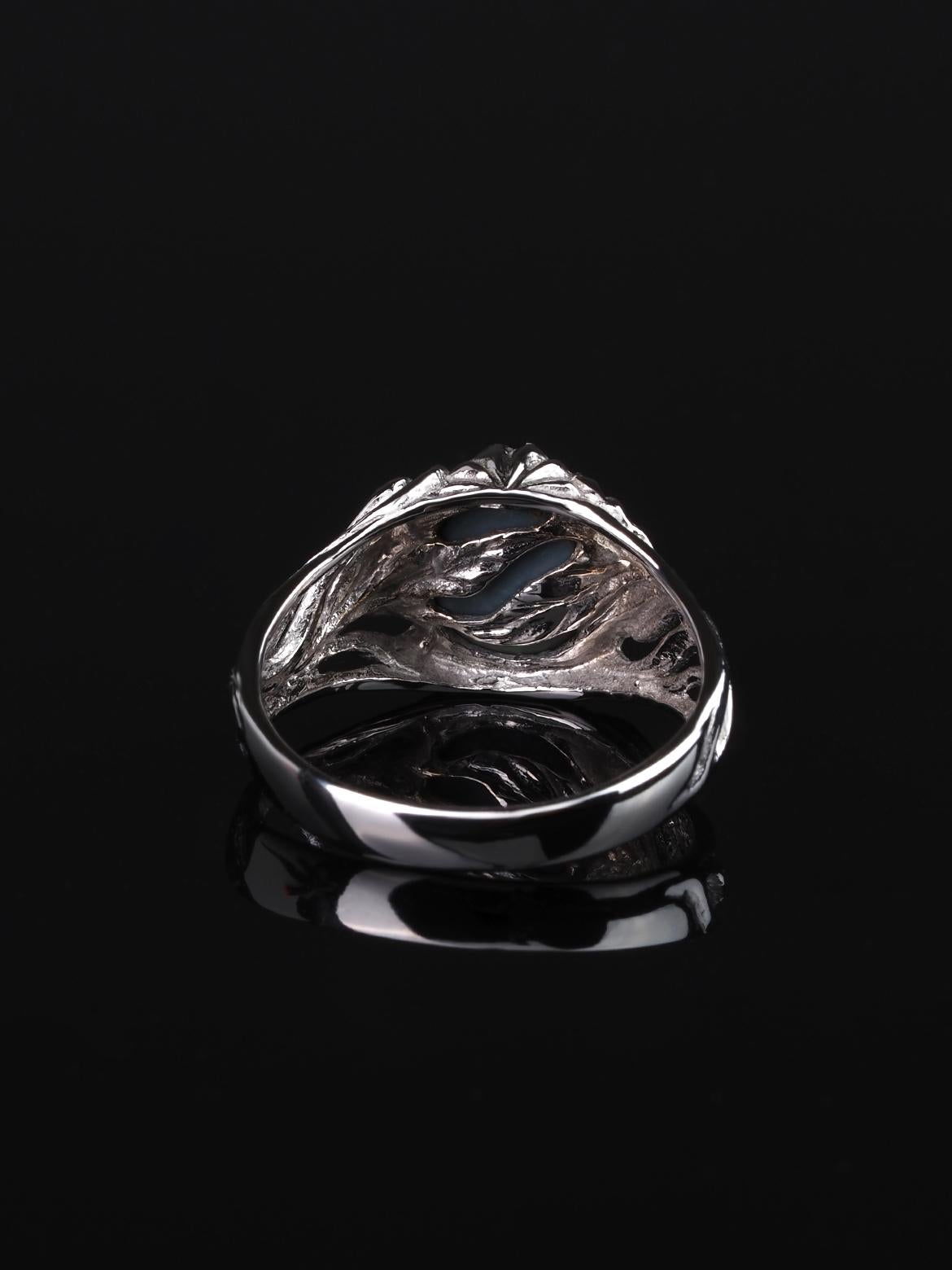 Cabochon Dark Opal White Gold Engagement Ring Australian Opal For Sale