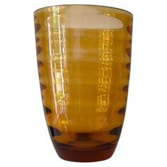 Dark orange handblown ribbed vase