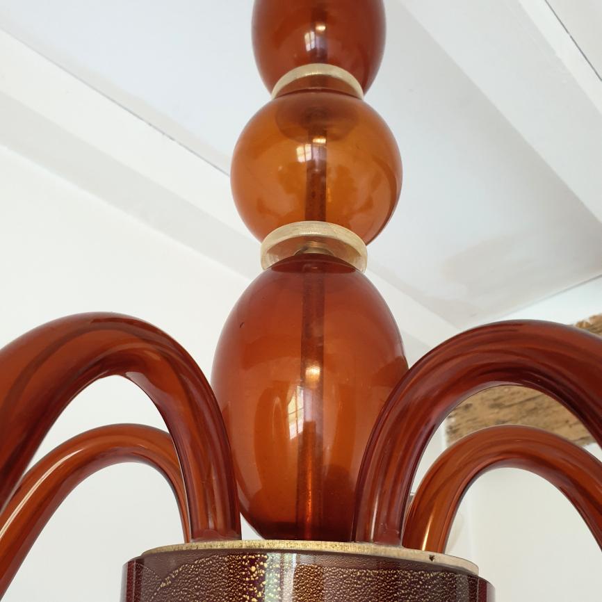 Orange Mid-Century Murano glass chandelier - Italy For Sale 4