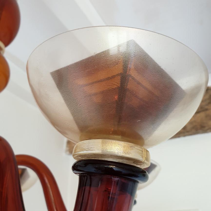 Orange Mid-Century Murano glass chandelier - Italy For Sale 5