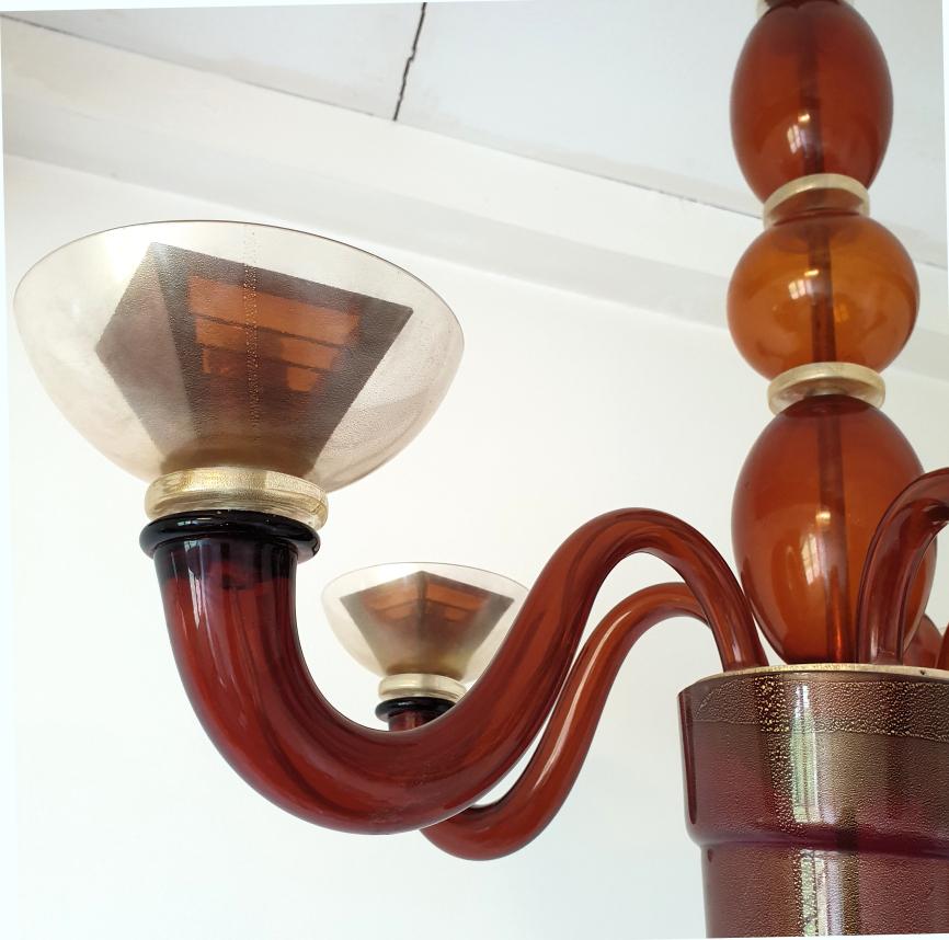 Orange Mid-Century Murano glass chandelier - Italy In Excellent Condition For Sale In Dallas, TX
