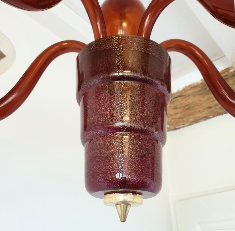 Murano Glass Orange Mid-Century Murano glass chandelier - Italy For Sale