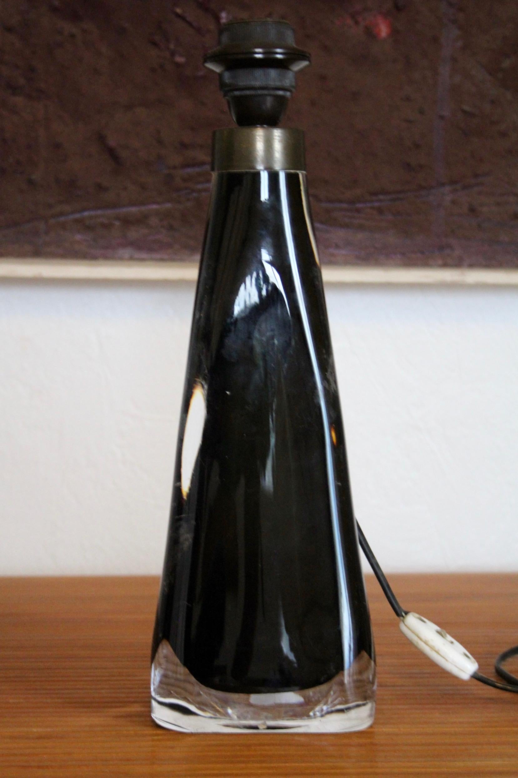 Mid-20th Century Dark Orrefors Lamp For Sale