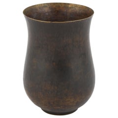 Vintage Dark Patina Brass Vase by Eugen Zint, Germany, 1960s
