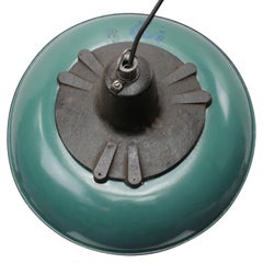 Dark Petrol Enamel Vintage Industrial Cast Iron Clear Glass Pendant Lamp
