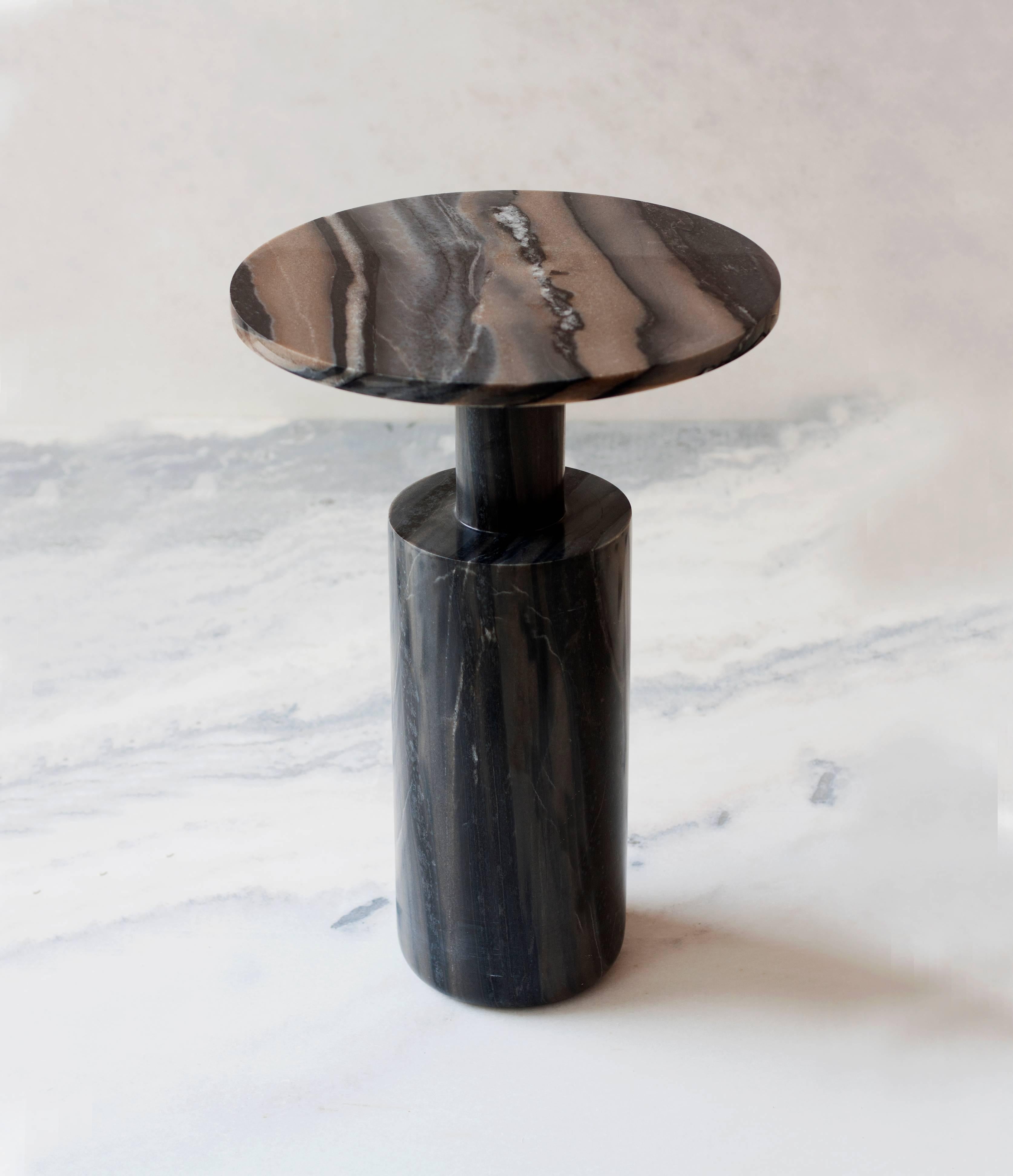 Other Contemporary Dark Plateau Limited Edition Side Table in Molten Black Marble  For Sale