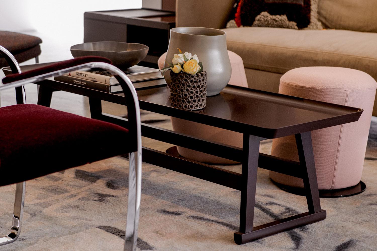 Modern Dark Plum Shellac Rectangular Coffee Table, B&B Italia