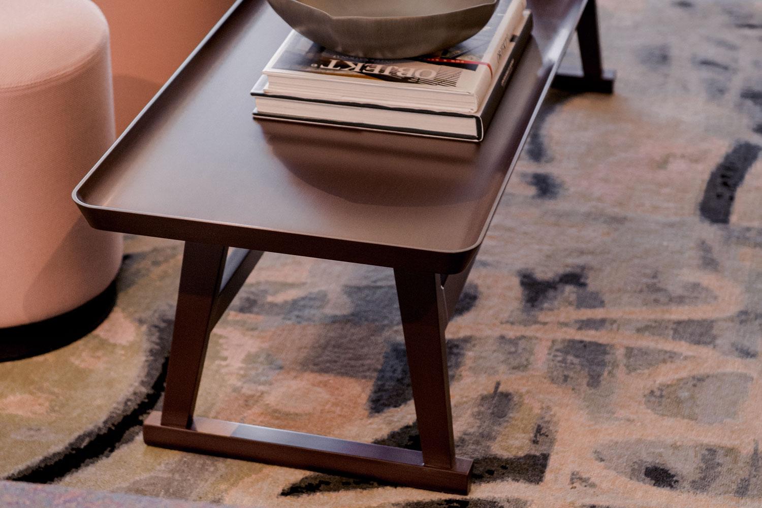 Italian Dark Plum Shellac Rectangular Coffee Table, B&B Italia