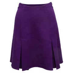 Dark Purple Chado by Ralph Rucci Pleated Wool Skirt Size US S