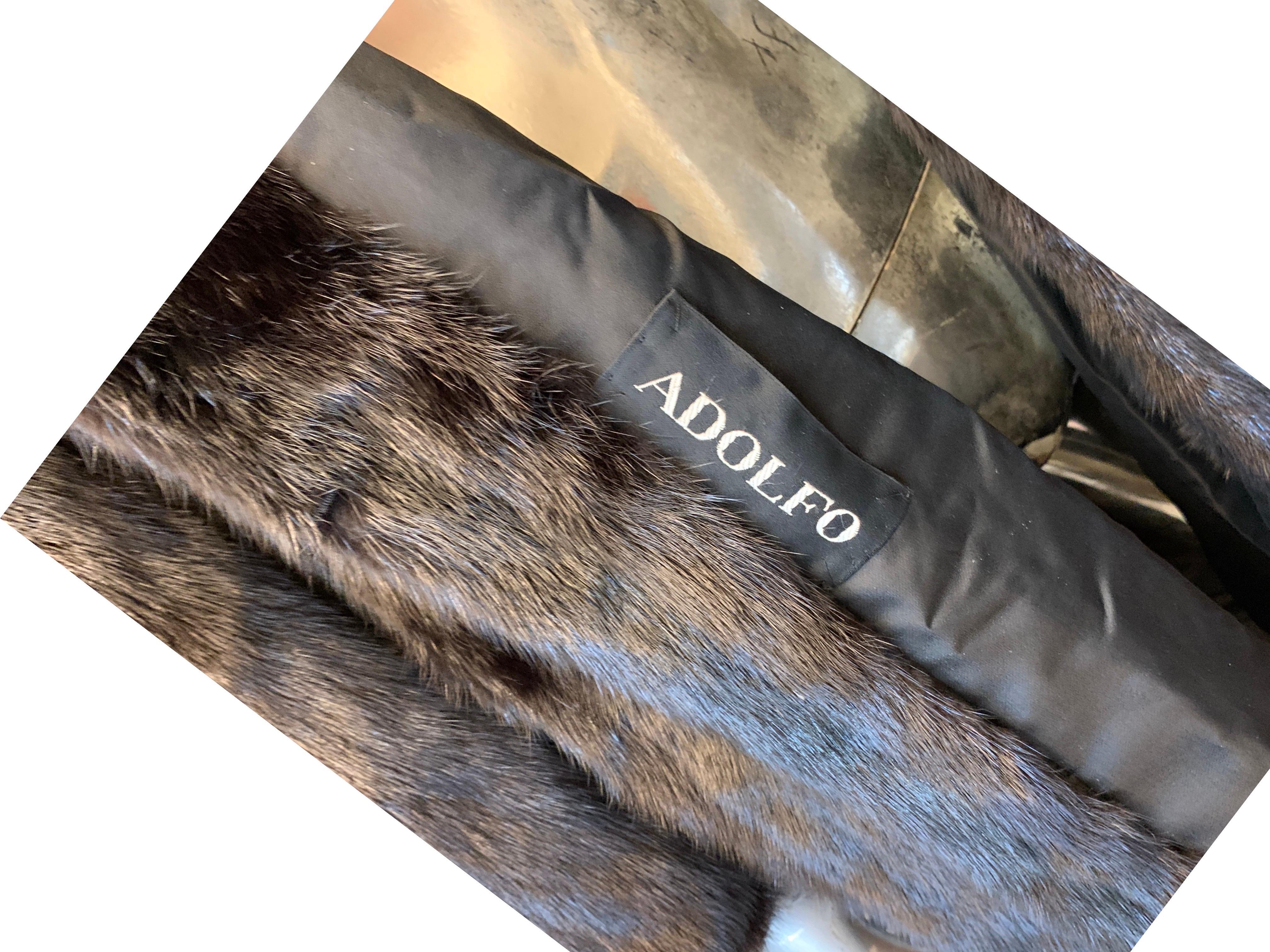 New York Designer Adolfo Glamour Dark Ranch Mink Coat by Size 10-12 For Sale 4