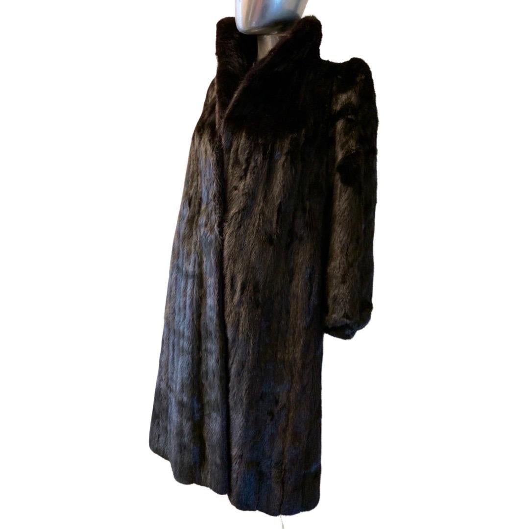 Black New York Designer Adolfo Glamour Dark Ranch Mink Coat by Size 10-12 For Sale