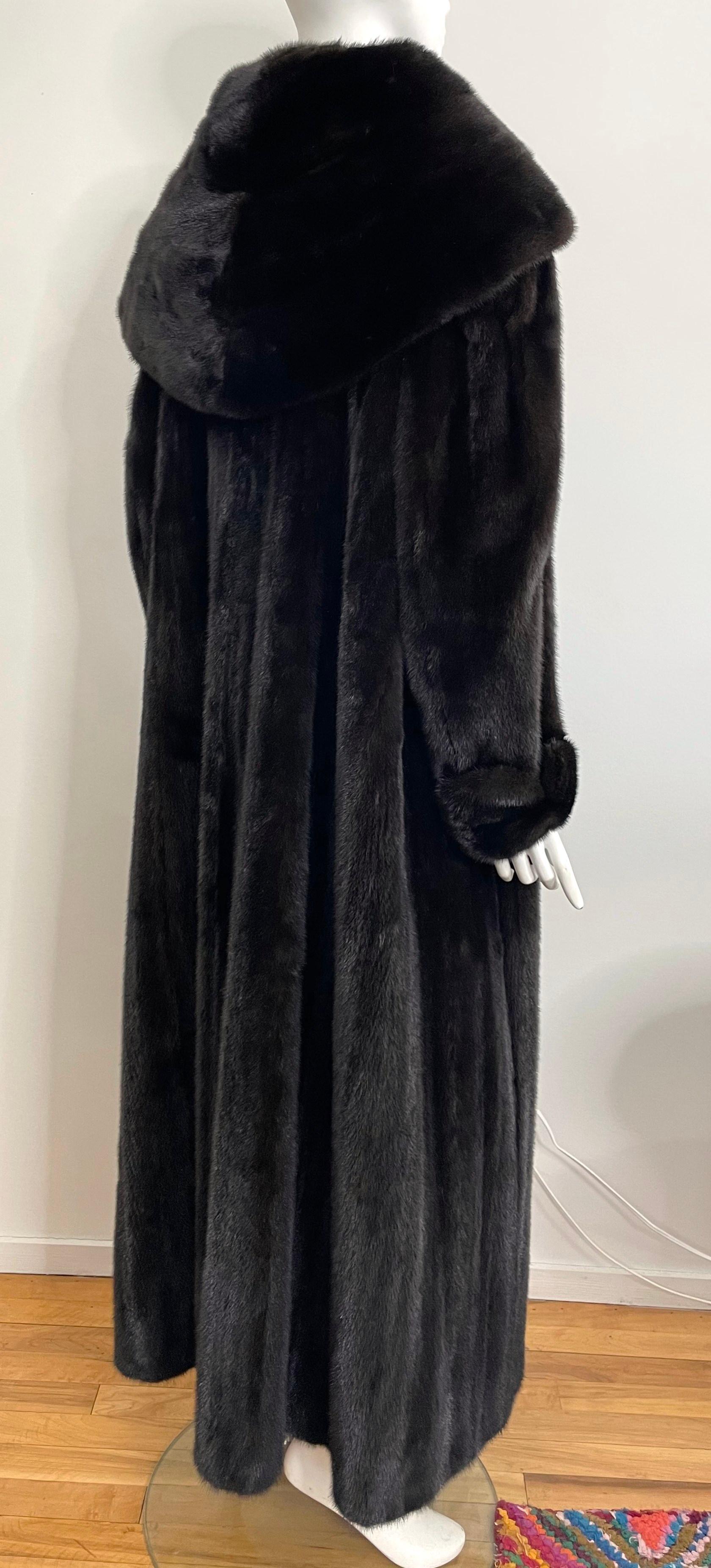 Women's or Men's Dark Ranch Mink Wide Collar Hood Full length 