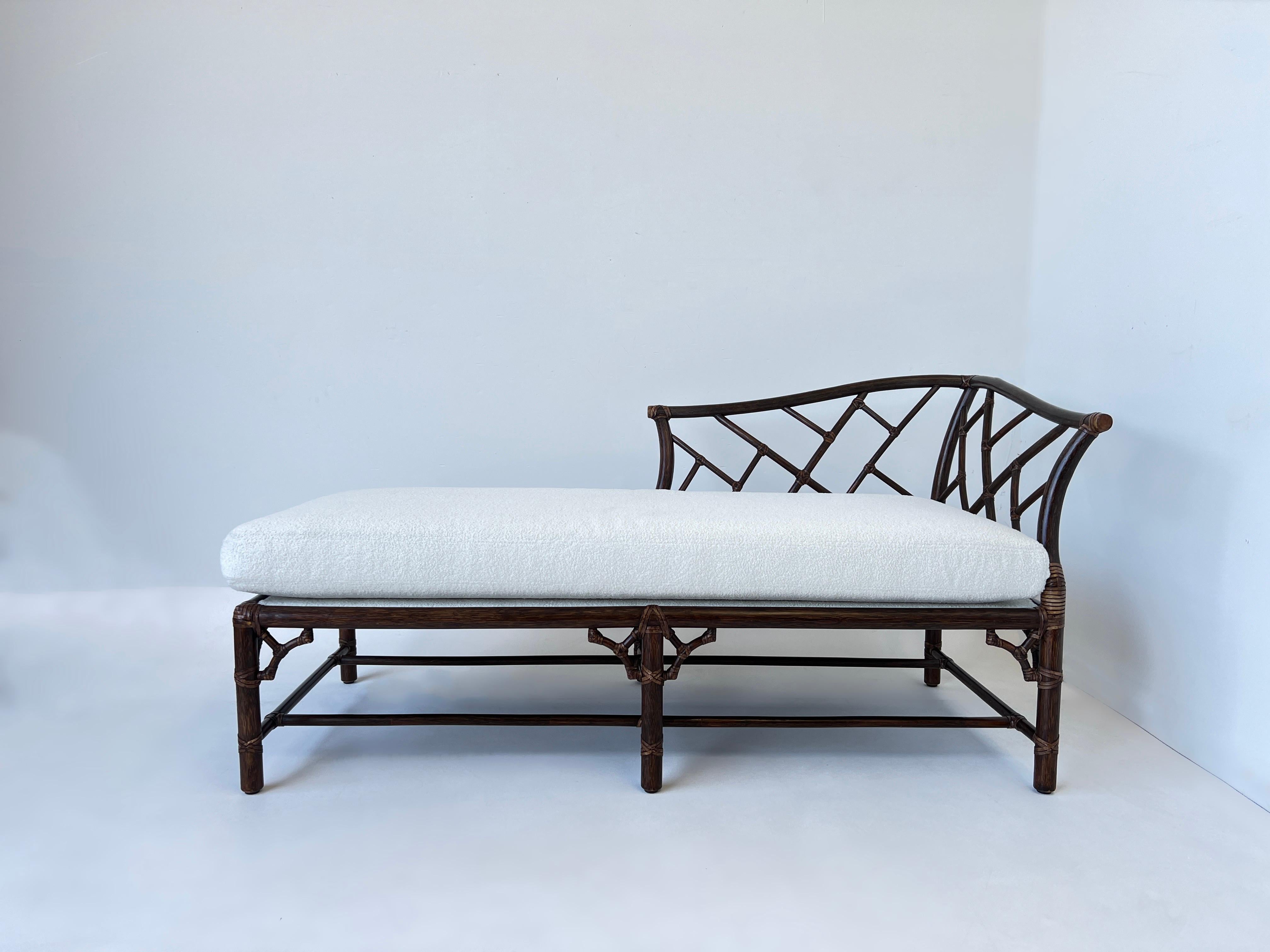 Dark Rattan and White Boucle Daybed by McGuire For Sale 5