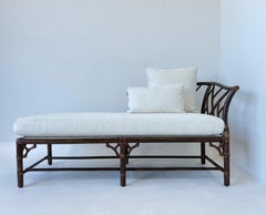 Dark Rattan and White Boucle Daybed by McGuire