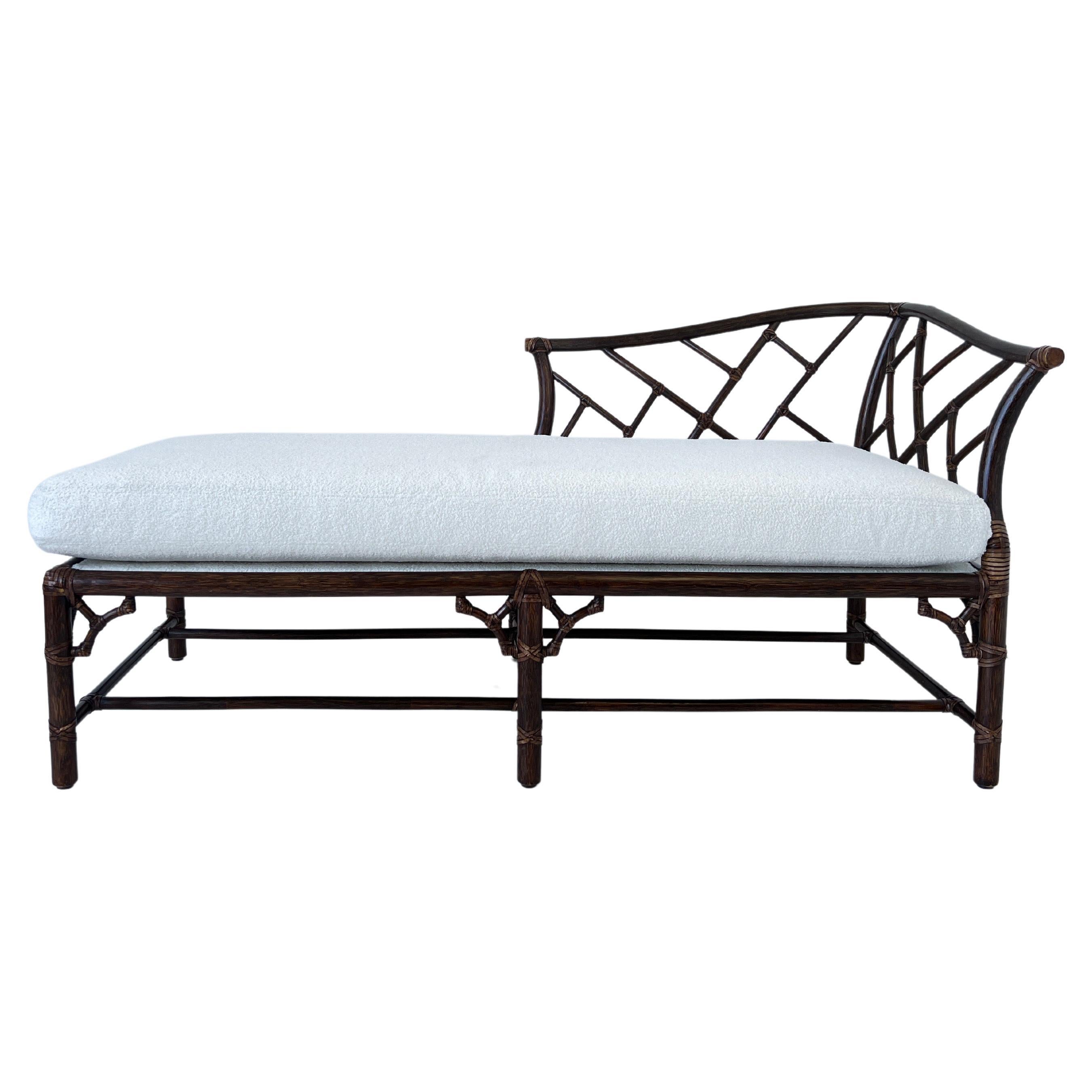 Dark Rattan and White Boucle Daybed by McGuire