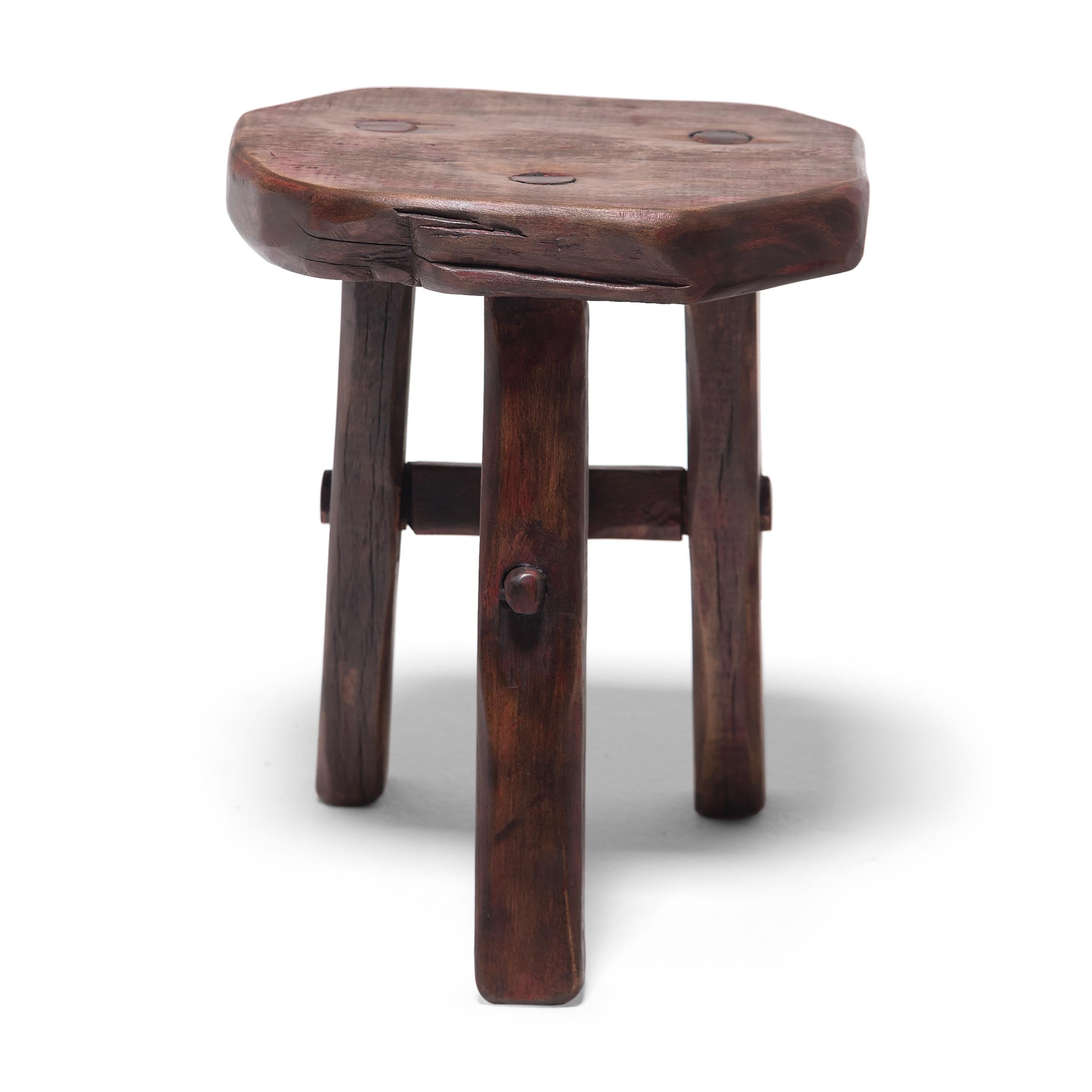 Organic Modern Dark Reclaimed Elm Stool