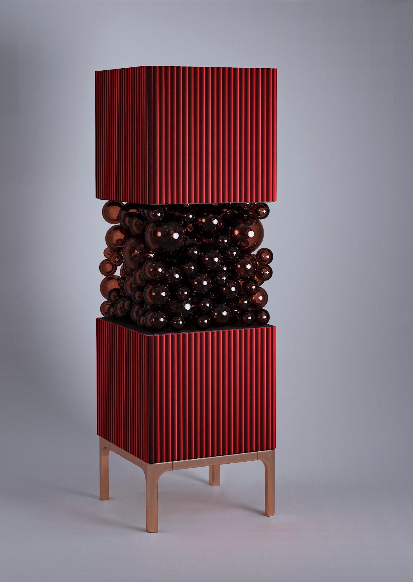 Ukrainian Dark-Red Cabinet, Bubbles Collection, Amazing Emotional Design for Your Interior For Sale