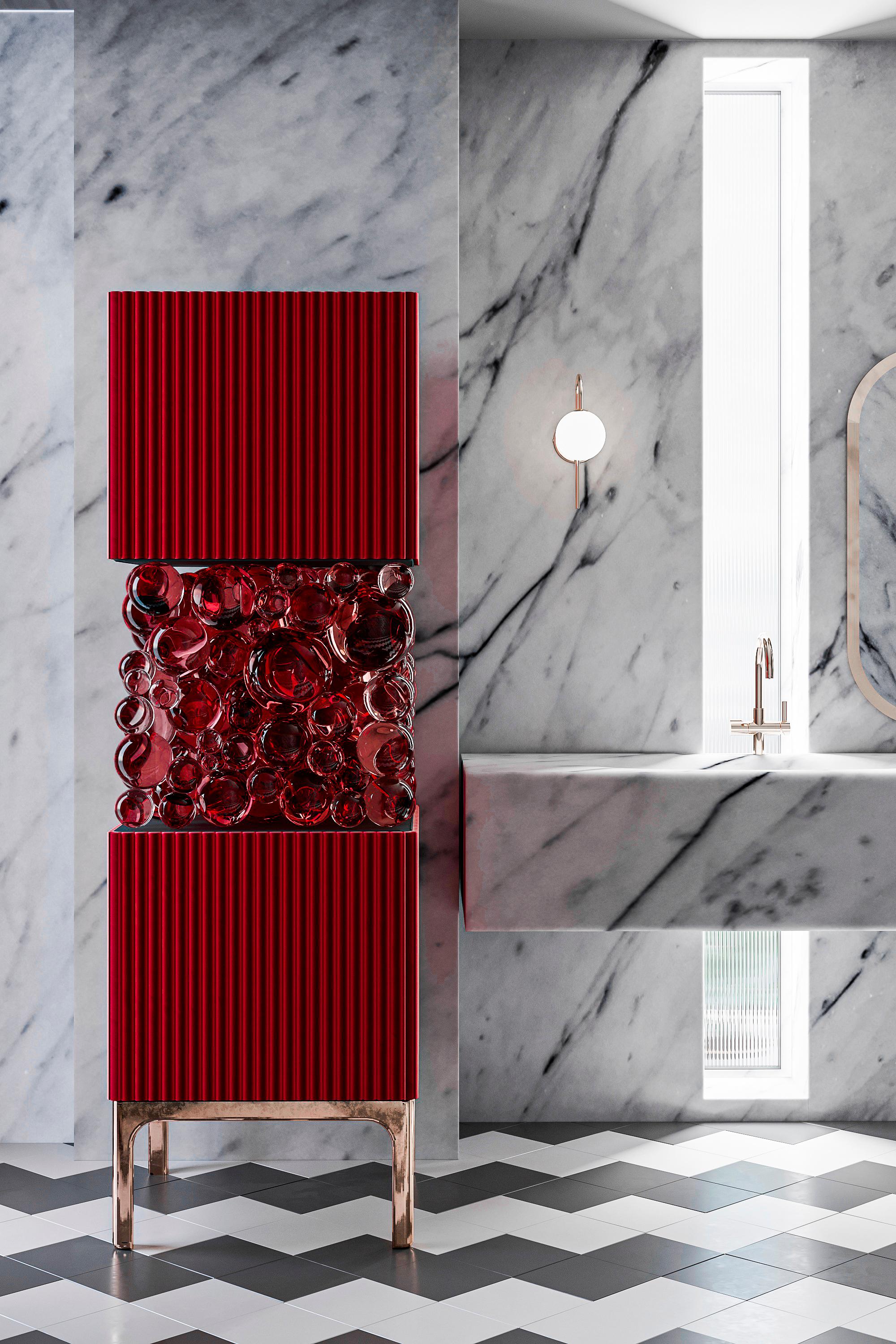 Dark-Red Cabinet, Bubbles Collection, Amazing Emotional Design for Your Interior For Sale 1