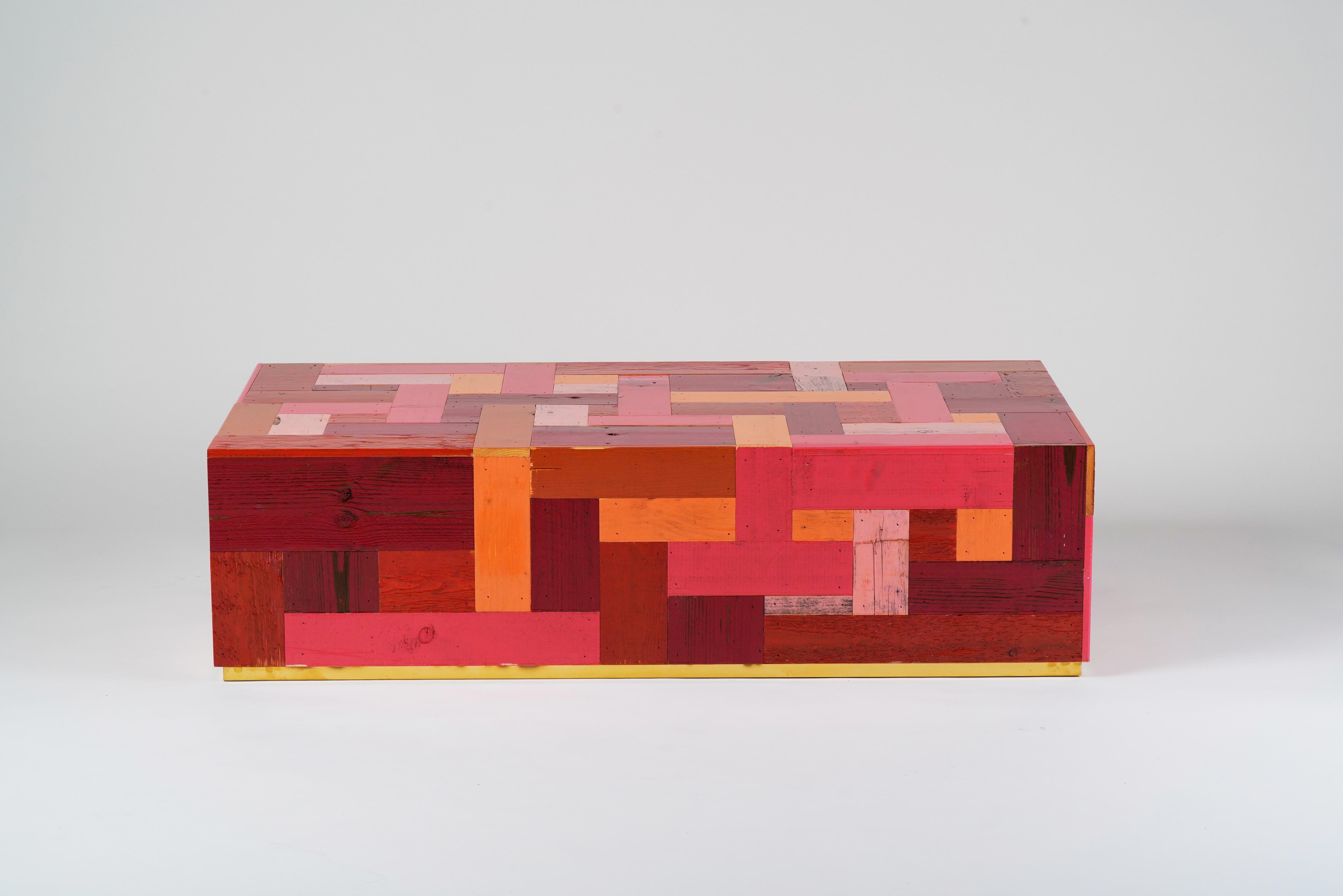 The Waste Coffeecube in Scrapwood is meticulously crafted in Piet Hein Eek's studio using traditional woodworking technique. It brings his quintessential vocabulary of recycled wood collage to a table design of exceptional grace. Each table is