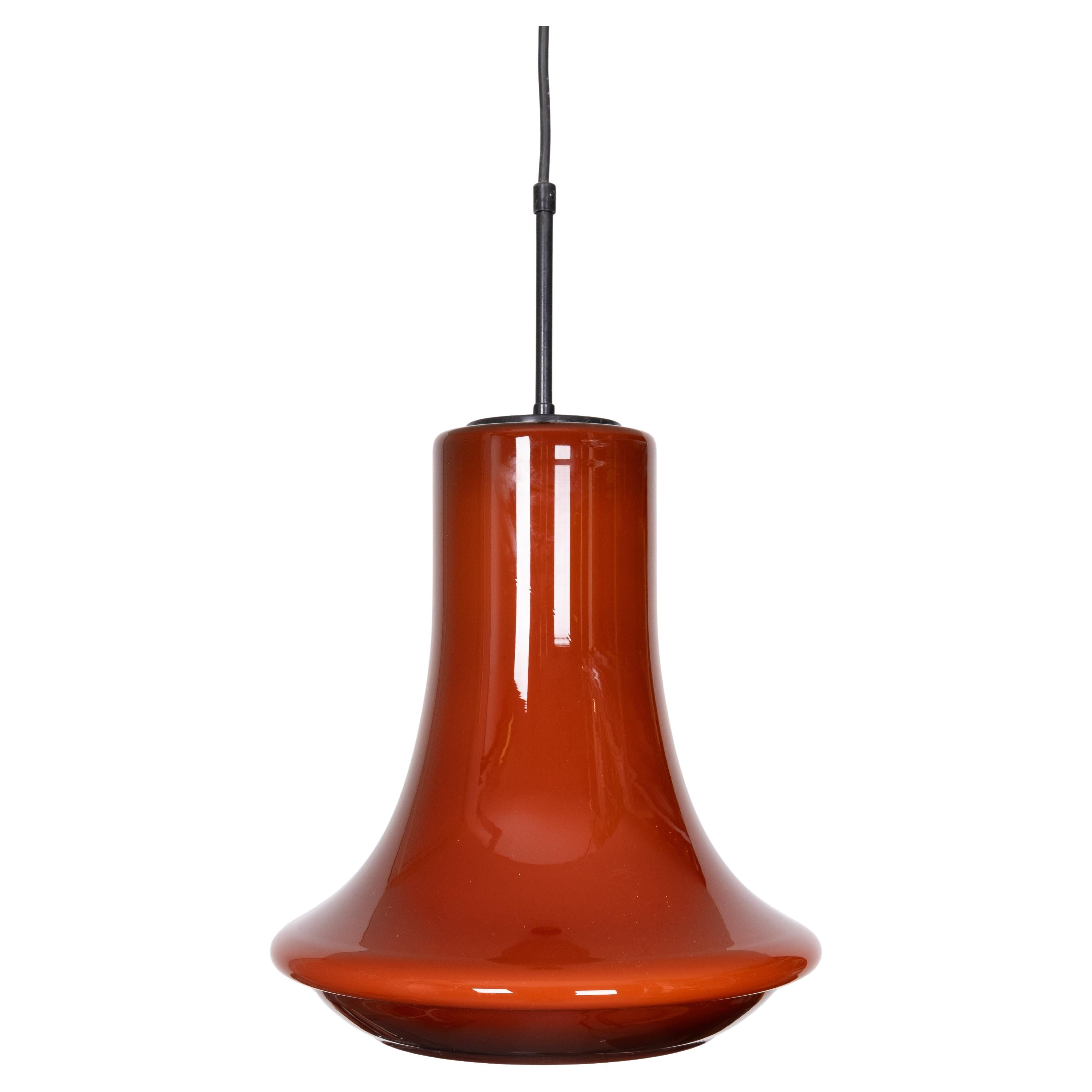 Dark red glass pendant light by Viktor Berndt for Flygsfors Sweden 1960s