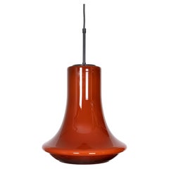 Dark red glass pendant light by Viktor Berndt for Flygsfors Sweden 1960s