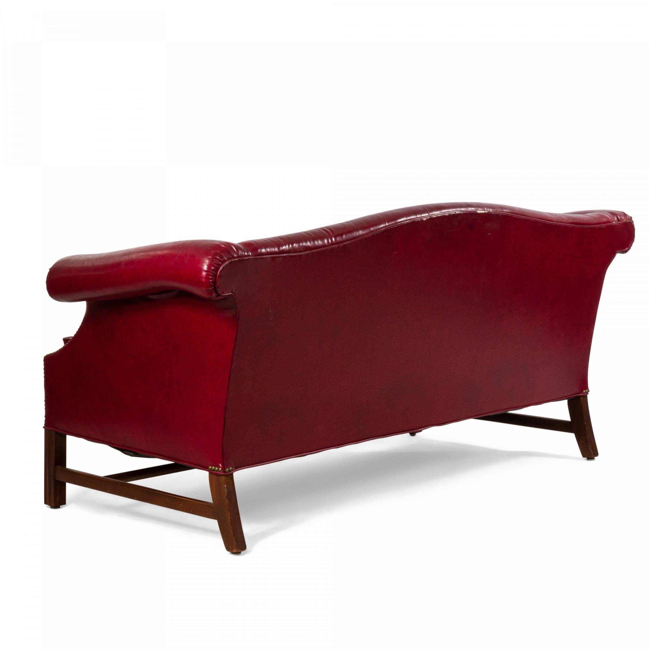 dark red leather couch