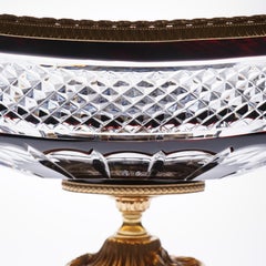 Dark Red Rrystal Jardinière with Bronze Covered 22-Carat Gold, Angel Detail