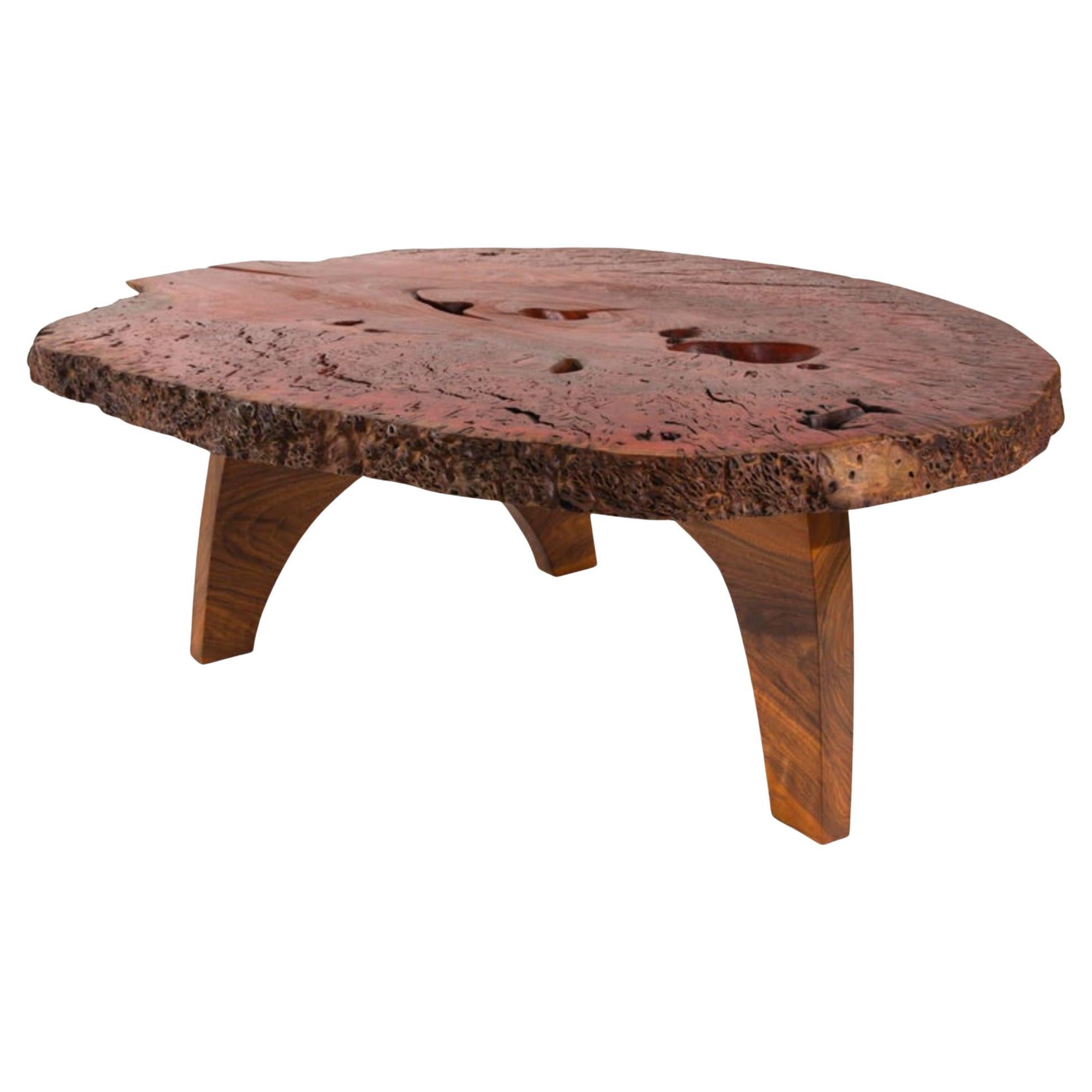 Dark Red Signed Table by Jörg Pietschmann For Sale