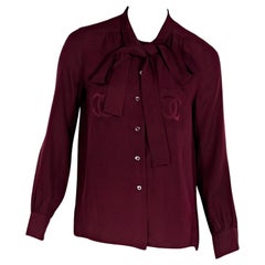 Dark Red Vintage Chanel Silk Blouse