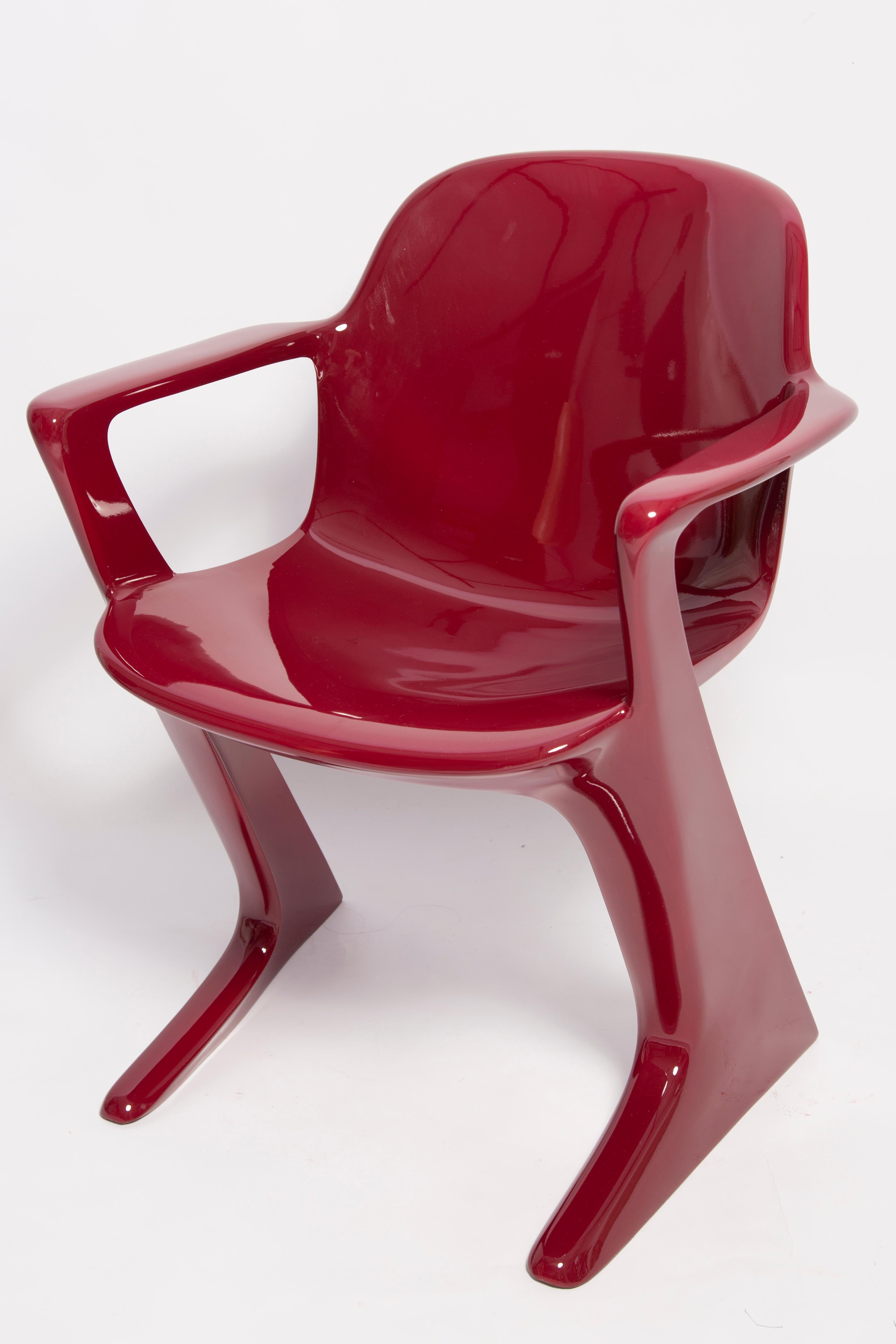 Mid-Century Modern Dark Red Wine Kangaroo Chair Designed by Ernst Moeckl, Germany, 1968 For Sale