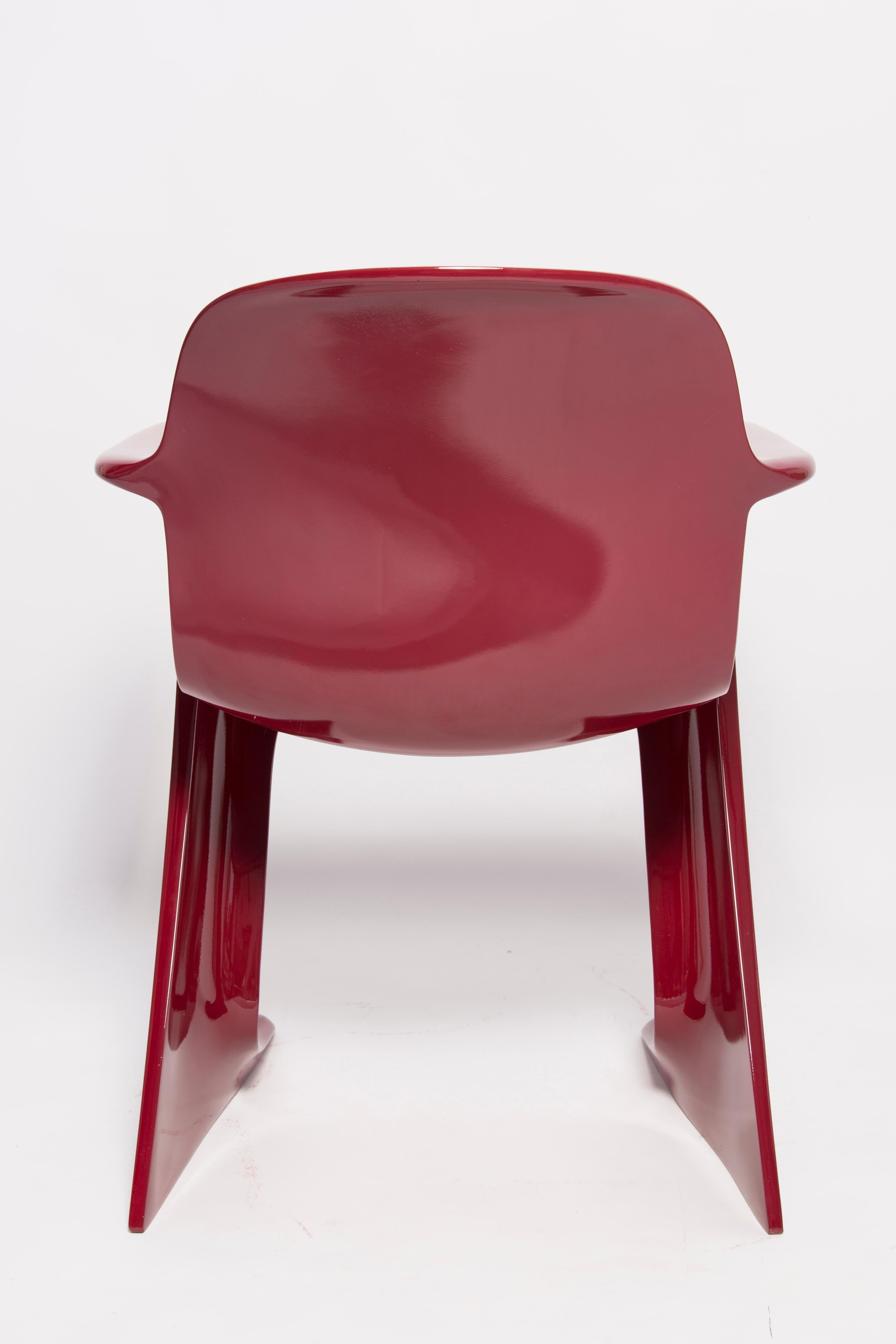 Mid-Century Modern Dark Red Wine Kangaroo Chair Designed by Ernst Moeckl, Germany, 1968 For Sale