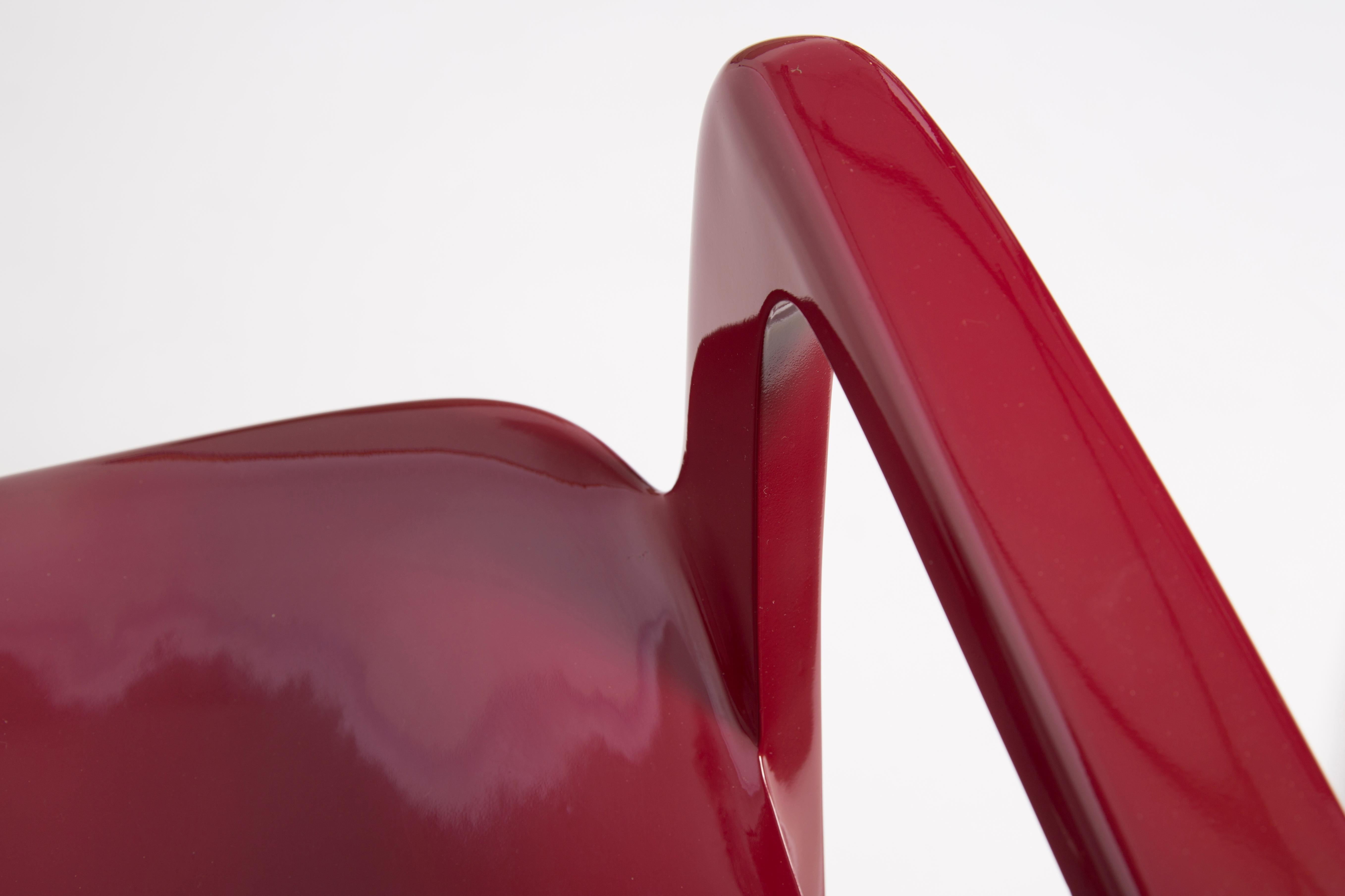 Lacquered Dark Red Wine Kangaroo Chair Designed by Ernst Moeckl, Germany, 1968 For Sale