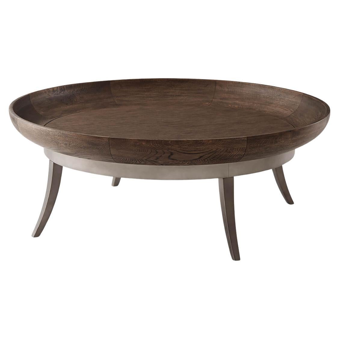 Dark Rimmed Bowl Top Coffee Table For Sale