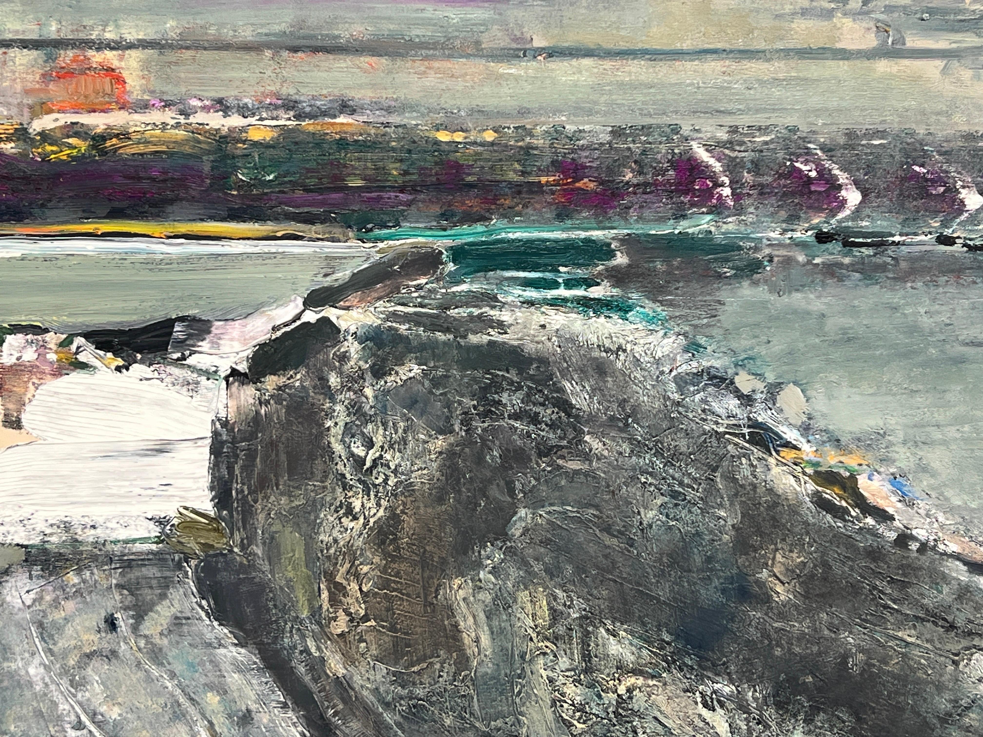 American 'Dark Rock' Abstract Painting by Arthur Okamura