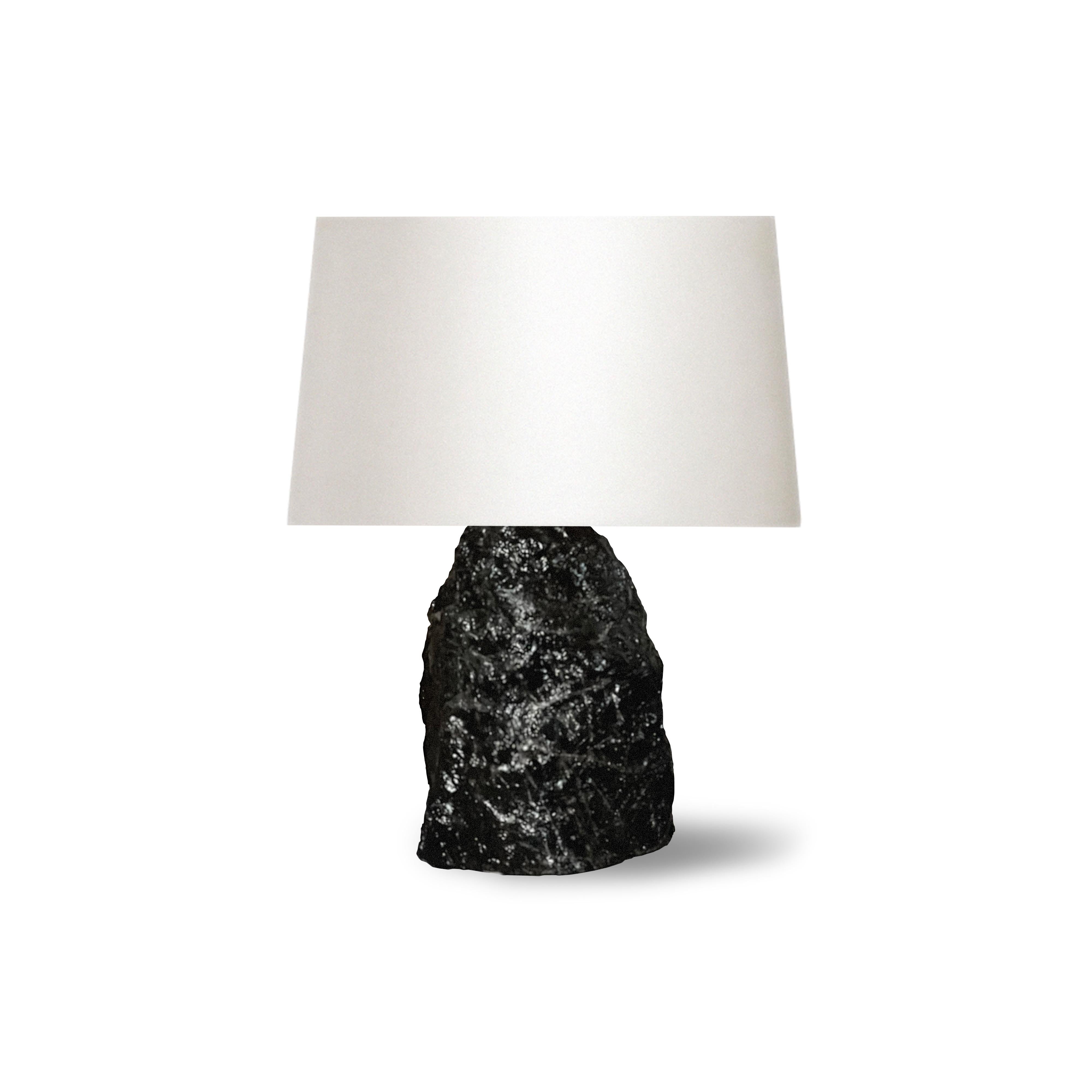  dark natural rock crystal sculpture mounted as a lamp.
rock Crystal 13inch x11 inch x 9.5 inch

To the top of the rock crystal 13 inch 
 