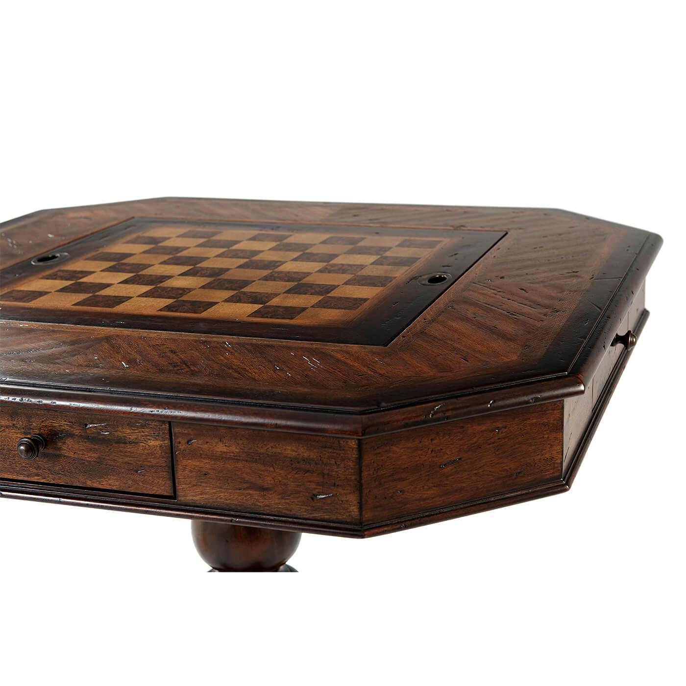 Wood Dark Rustic Game Table For Sale