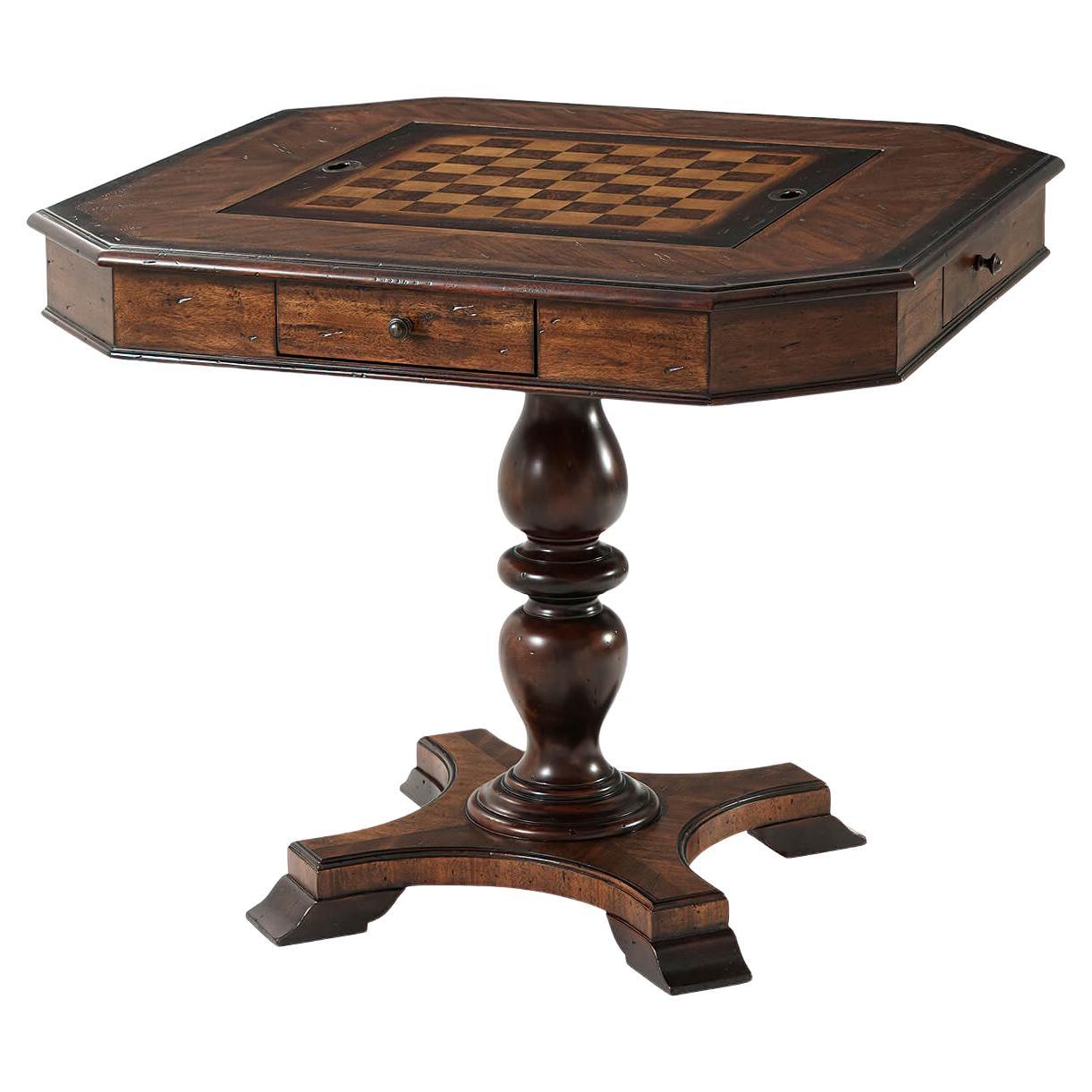 Dark Rustic Game Table For Sale