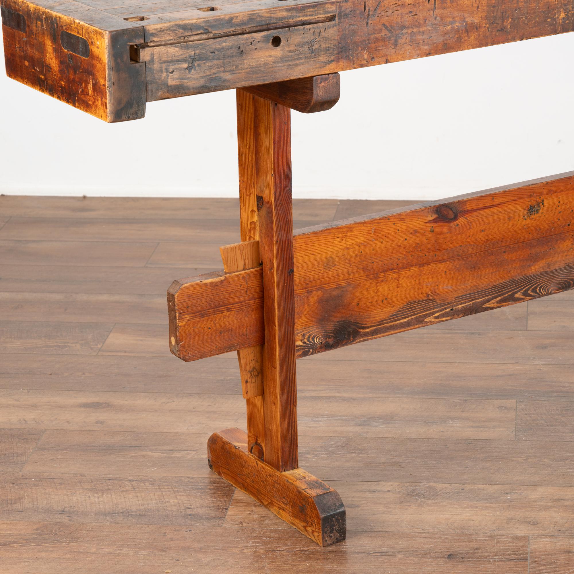Wood Dark Rustic Narrow Console Work Table, Denmark circa 1890